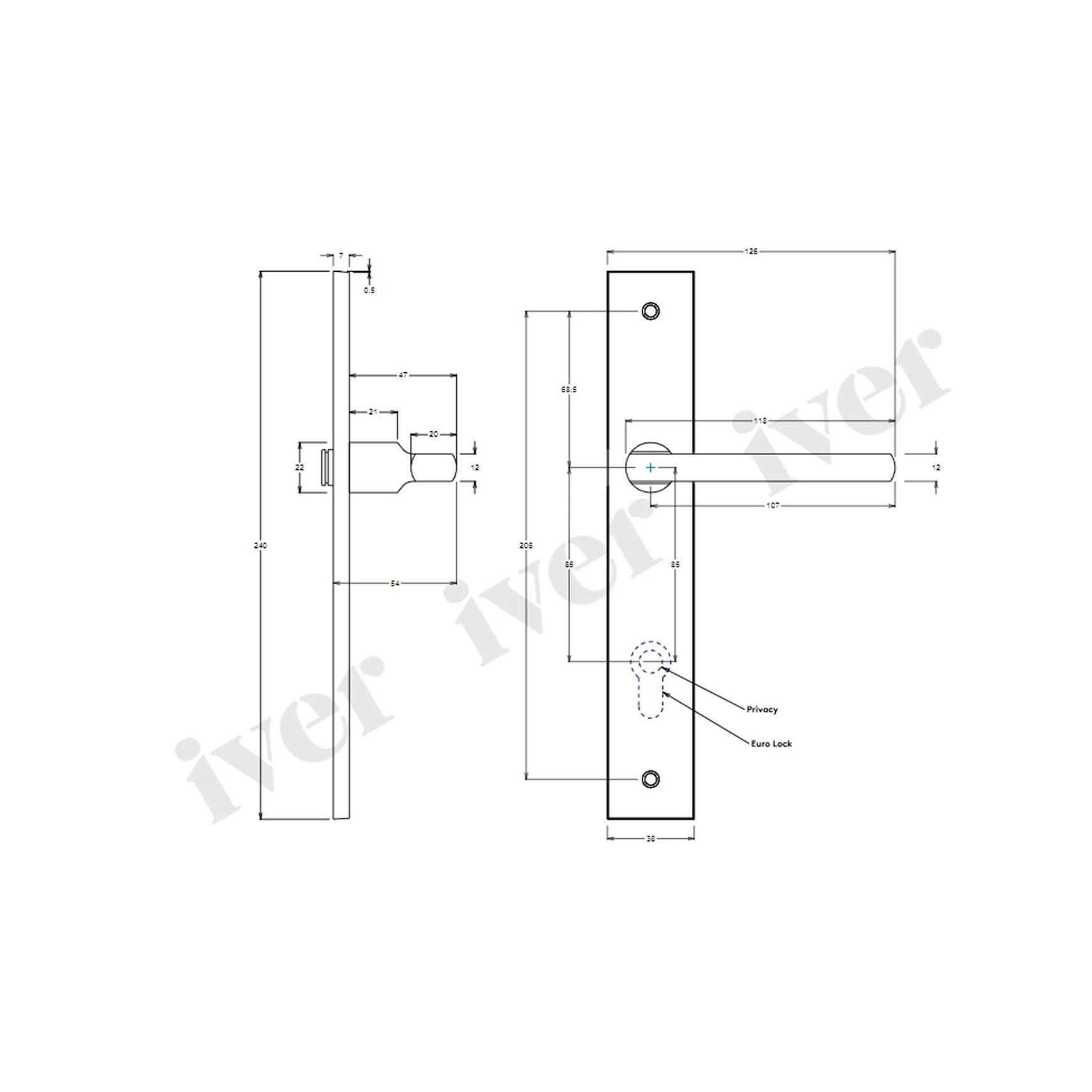 Iver Baltimore Lever on Rectangular Backplate Euro 85mm Signature Brass 10702E85 - Customise to your need