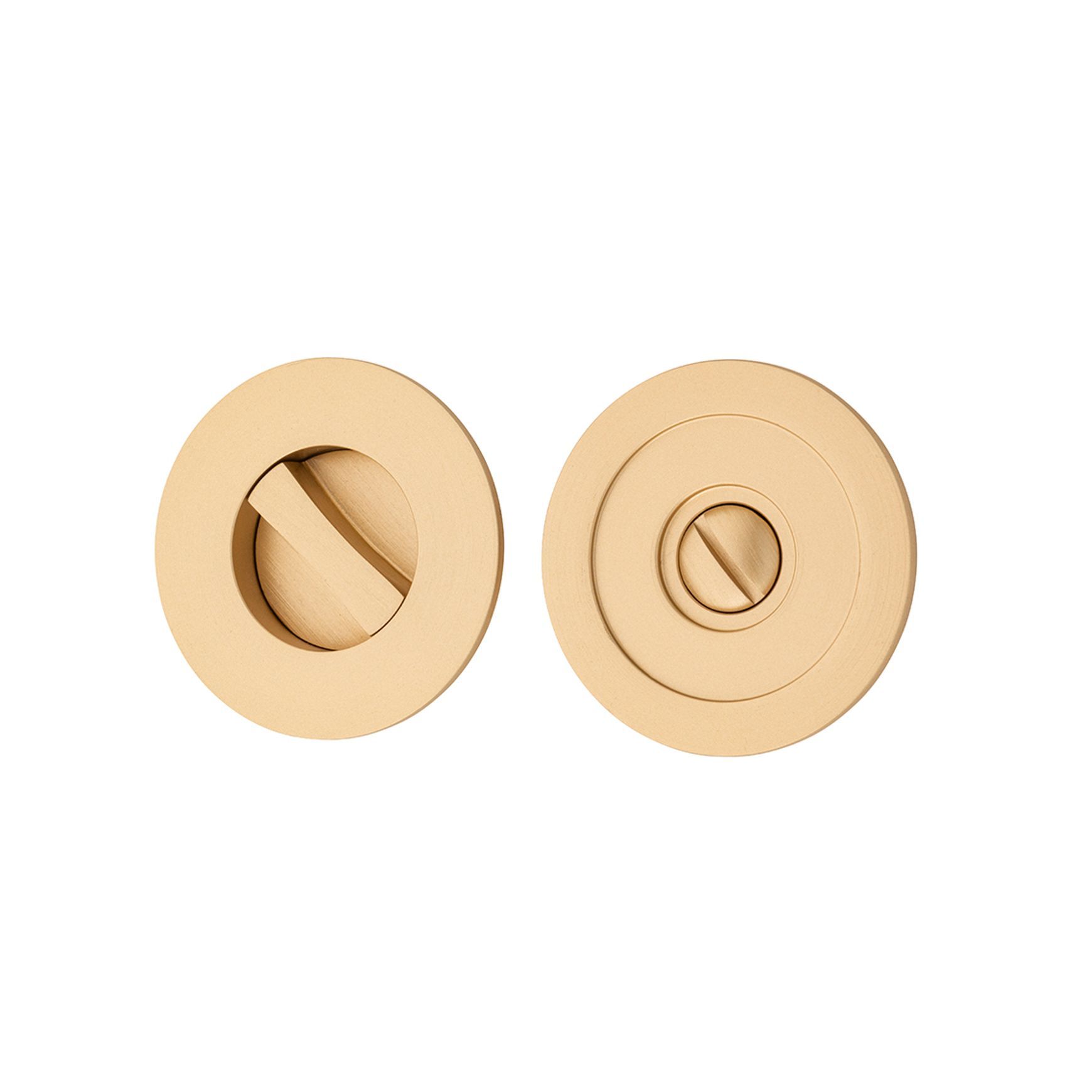Iver Sliding Door Pull Round Privacy Brushed Brass 21436 *Pair*