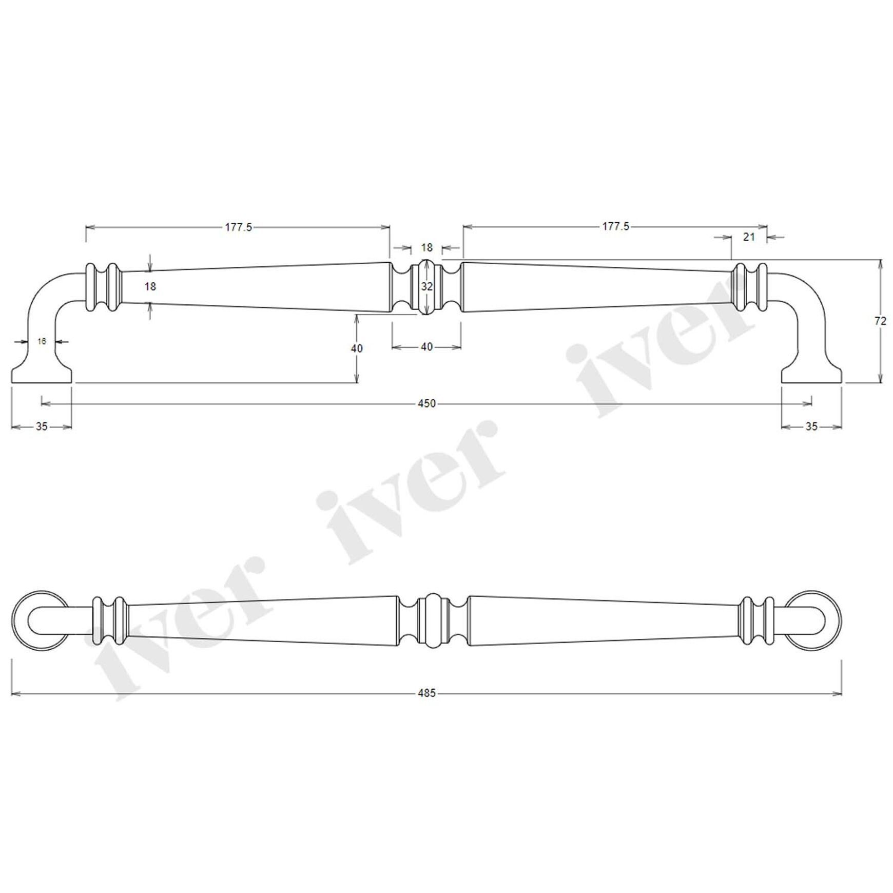 Iver Sarlat Door Pull Handle 487mm x 72mm Matt Black 9383