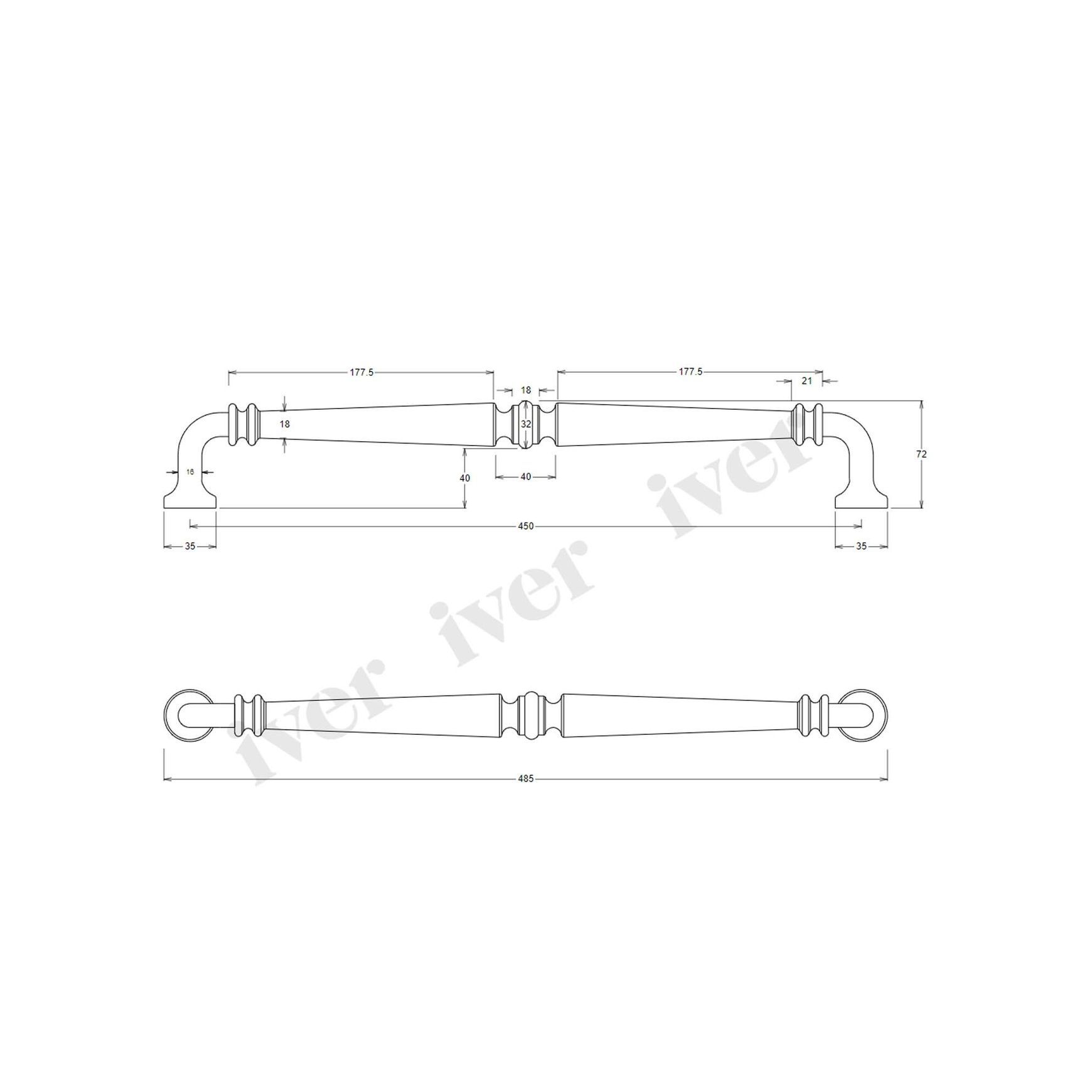 Iver Sarlat Door Pull Handle Satin Nickel 487mmx72mm 9389