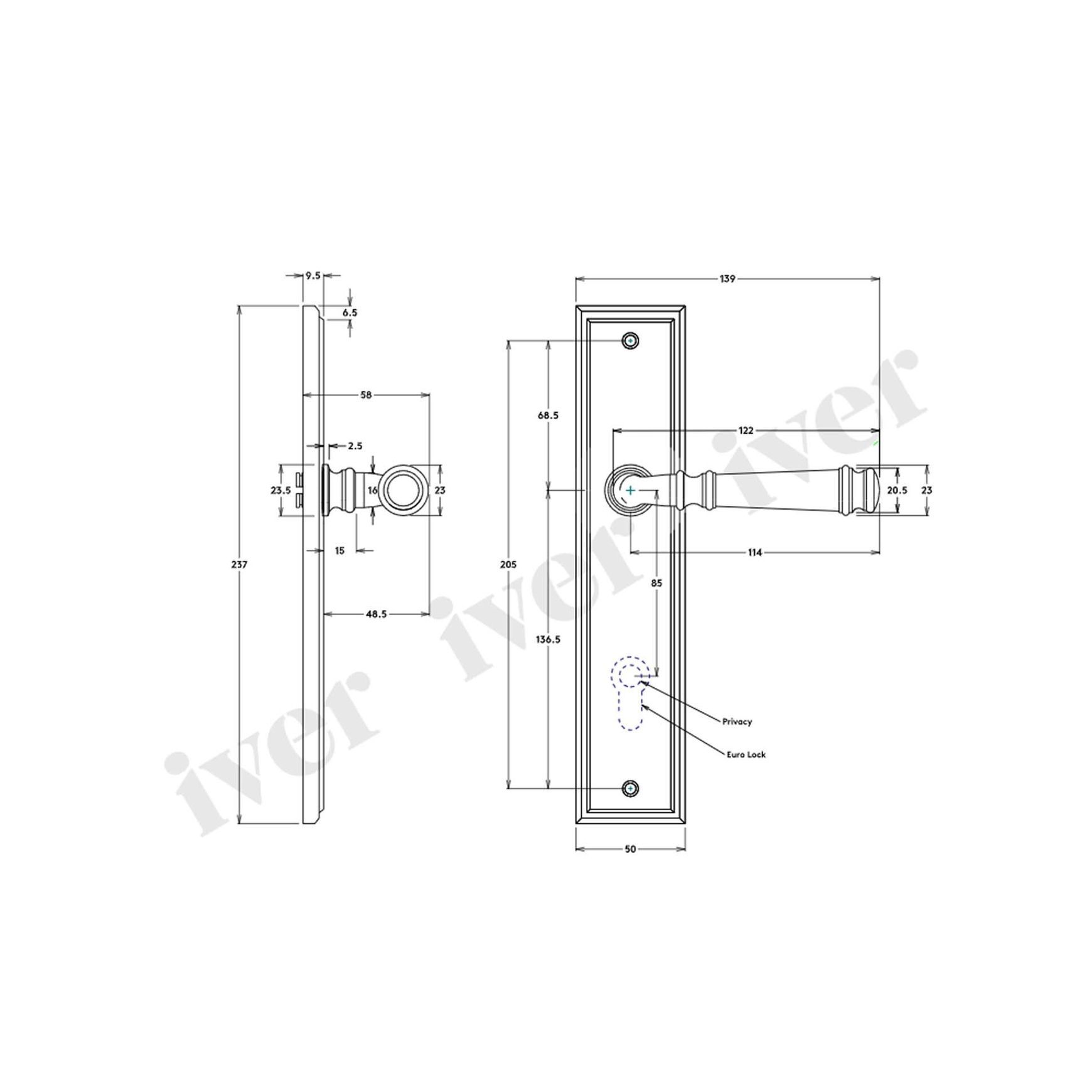 Iver Verona Door Lever on Stepped Backplate Brushed Chrome - Customise to your needs