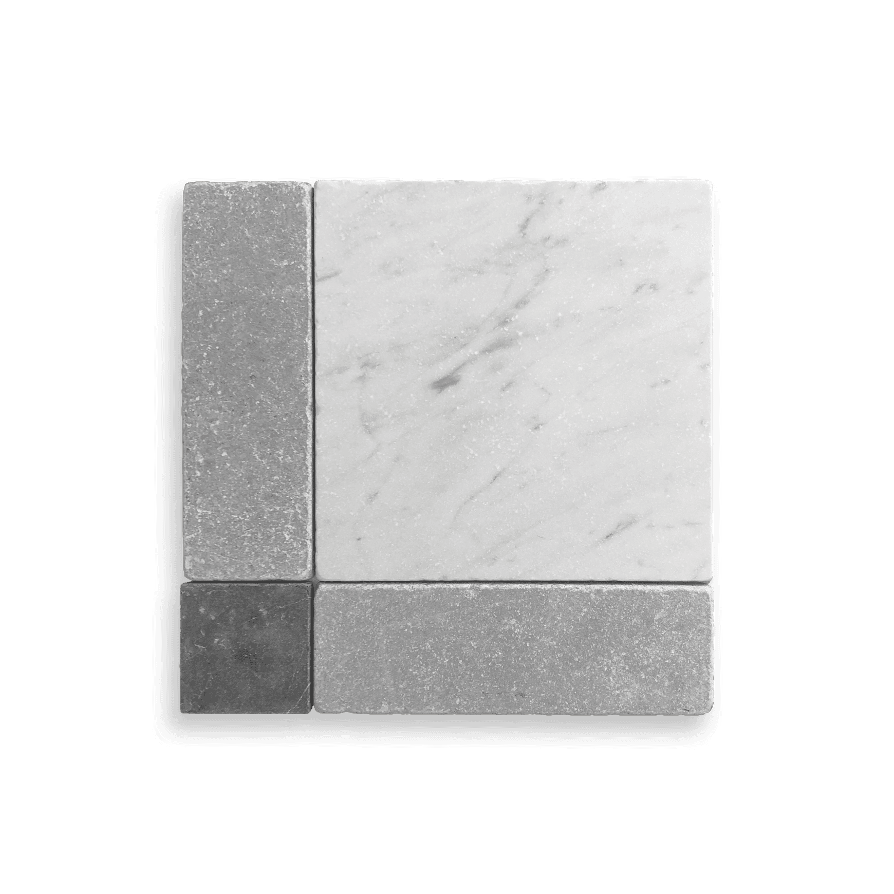 Gingham Tumbed Carrara, Cinder Grey and Nero