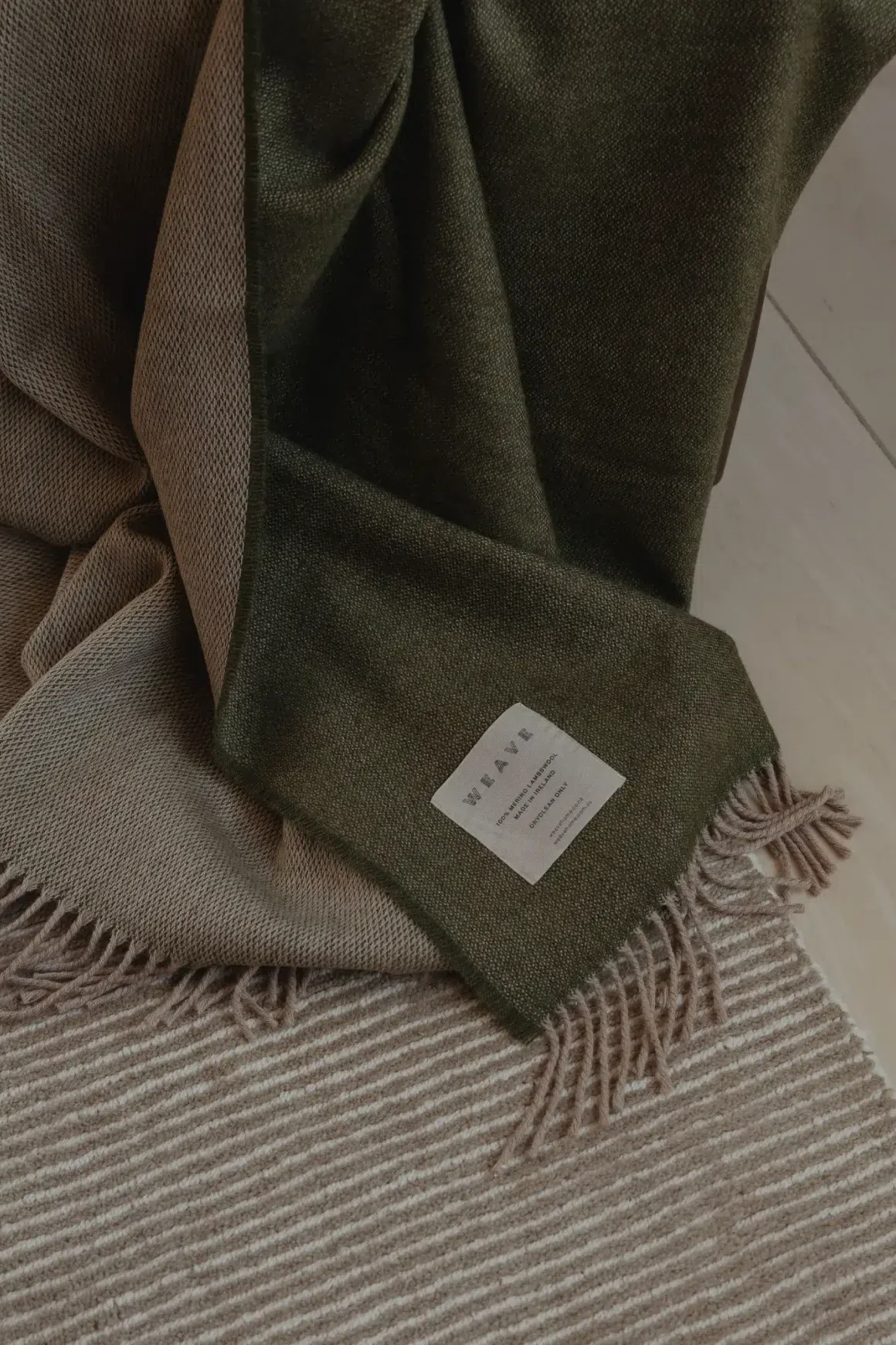 Weave Harris Merino Lambswool Throw - Moss