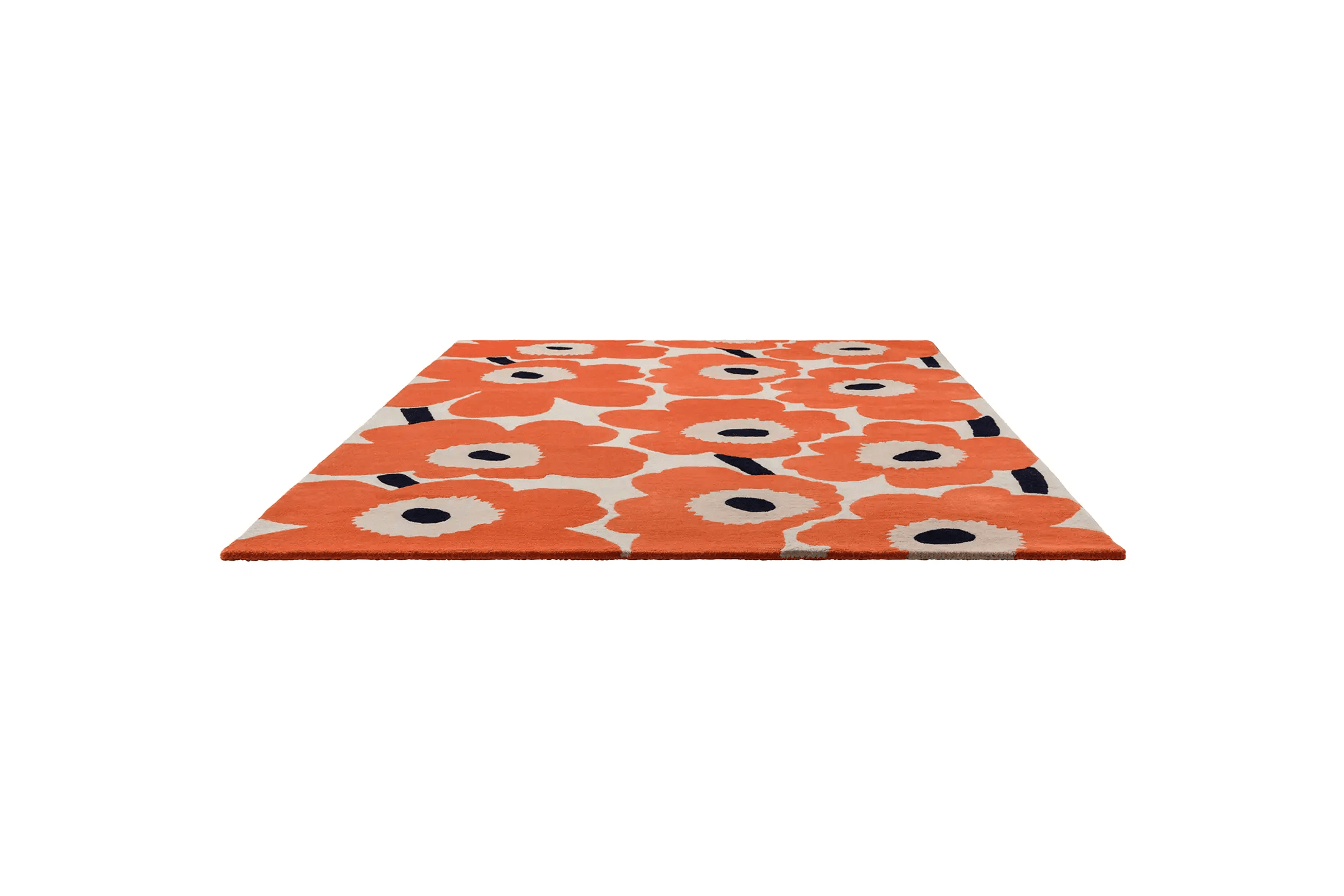 Marimekko Unikko - Orange Red | 100% Wool Designer Floor Rug