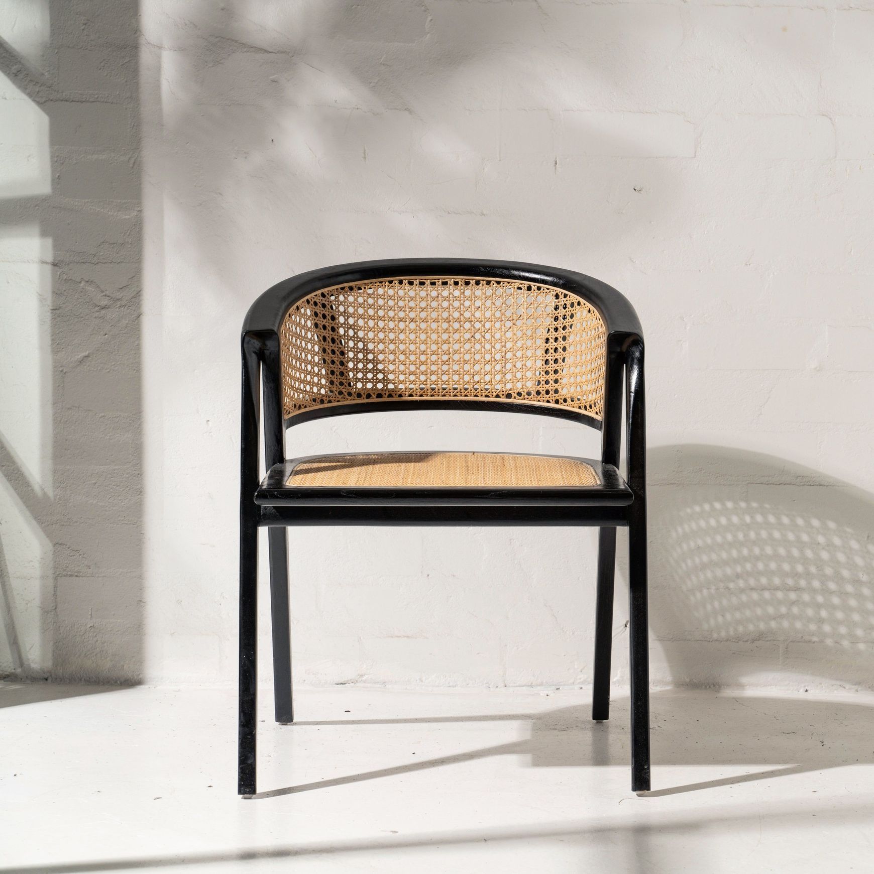 Amalia Rattan Rounded Dining Chair - Black