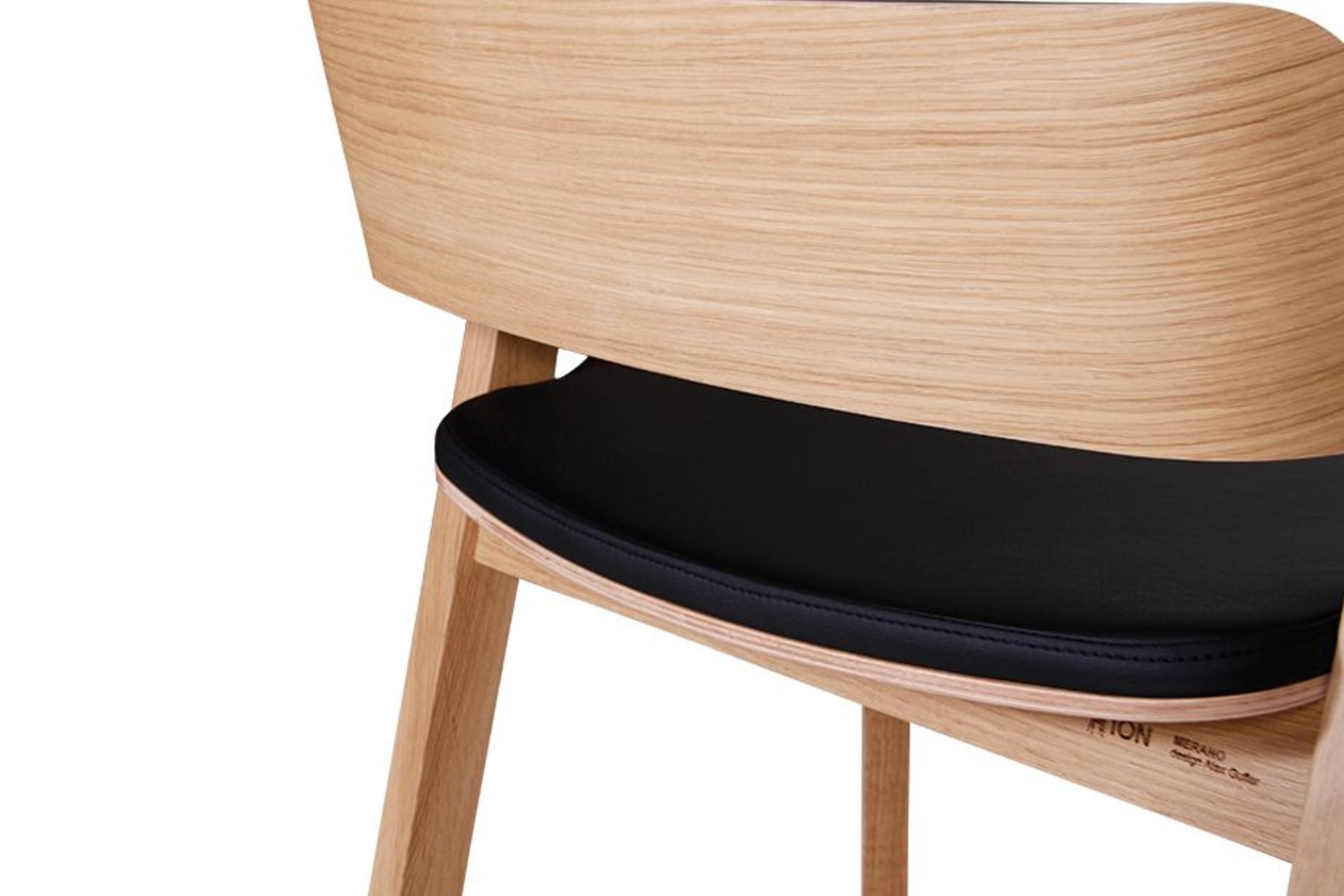 Merano Kitchen Stool - Natural Oak - Black Pad - by TON