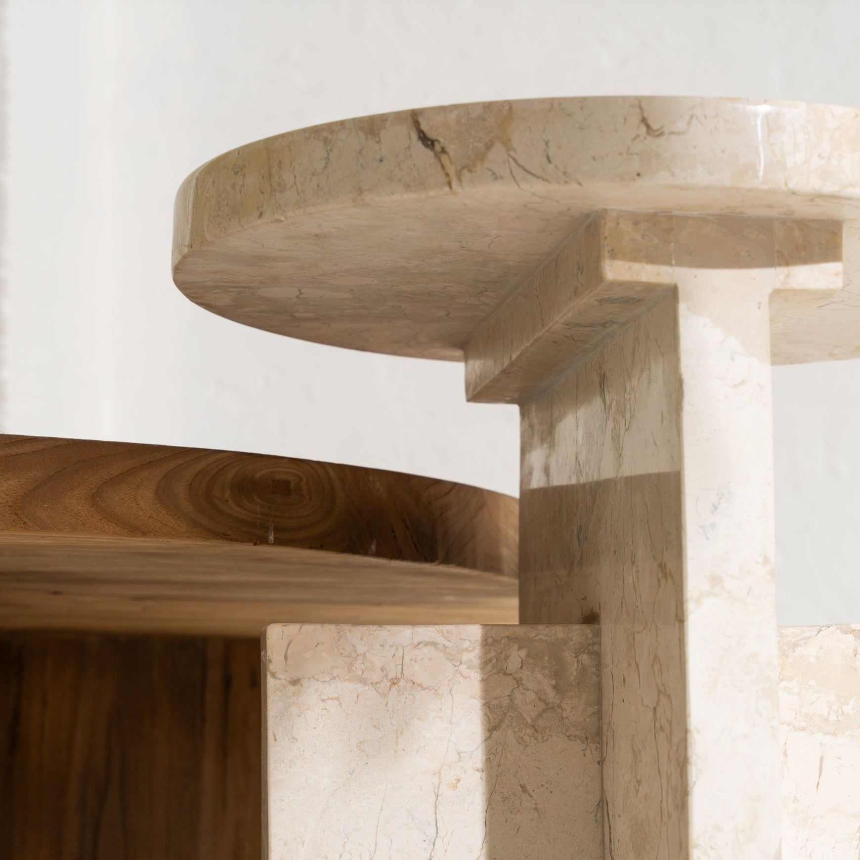 Aoi Travertine Large Side Table
