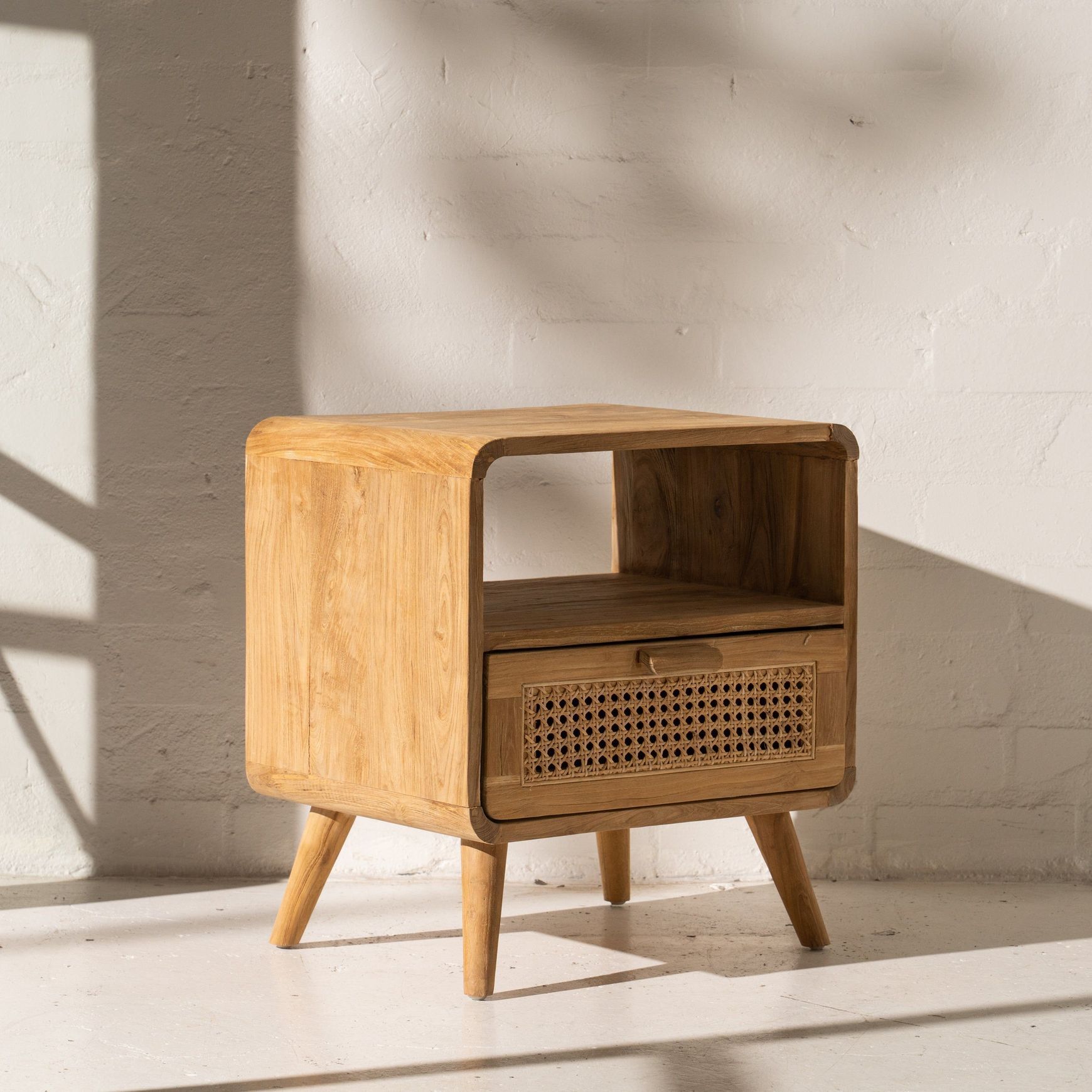 Aolani Teak and Rattan Bedside Table