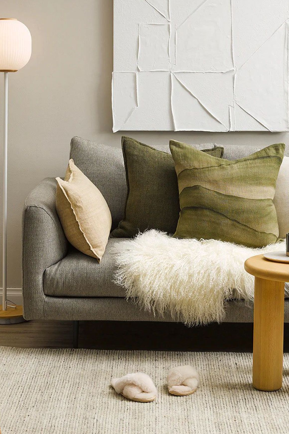 Baya Arcadia Handwoven Linen Cushion - Putty
