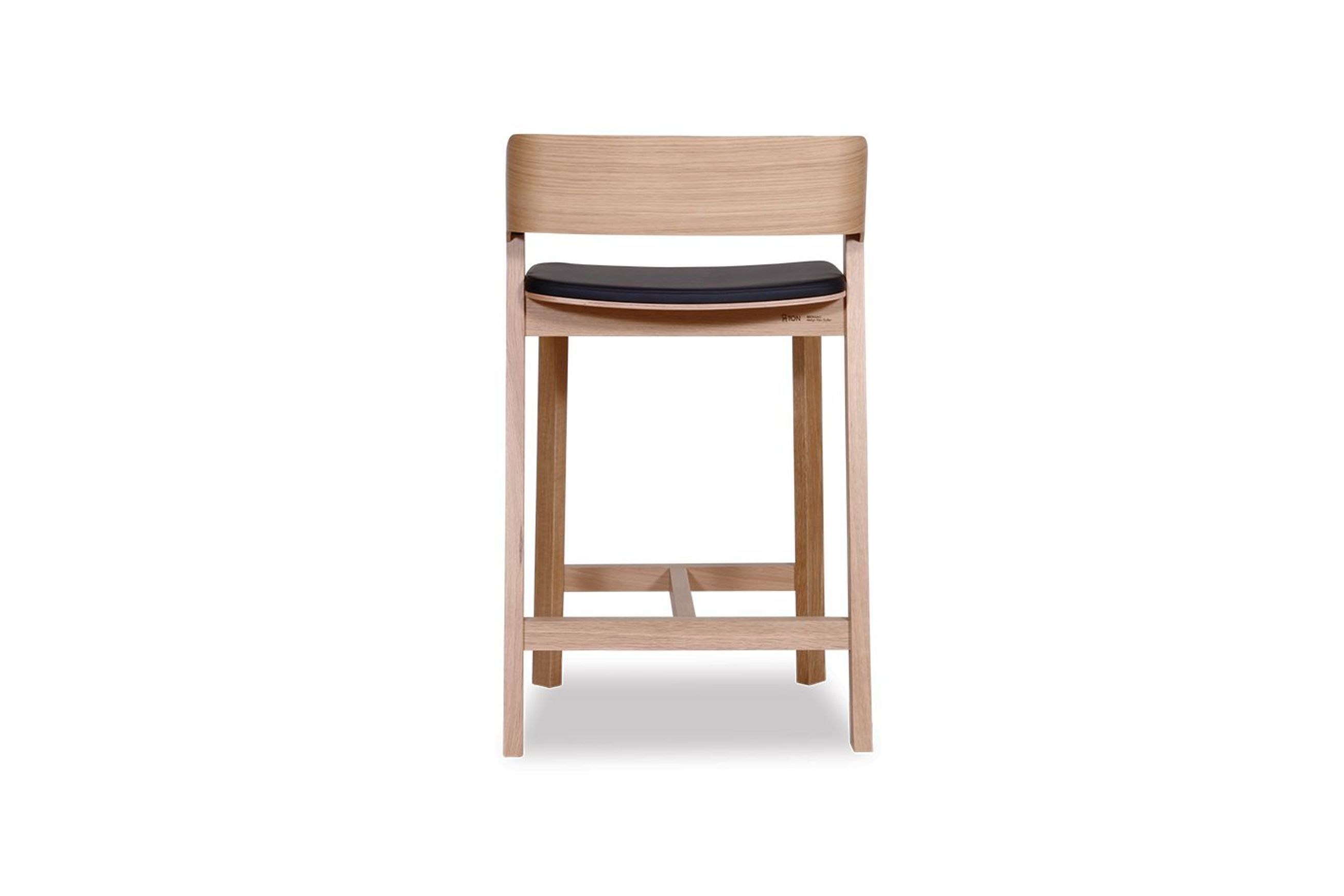 Merano Kitchen Stool - Natural Oak - Black Pad - by TON