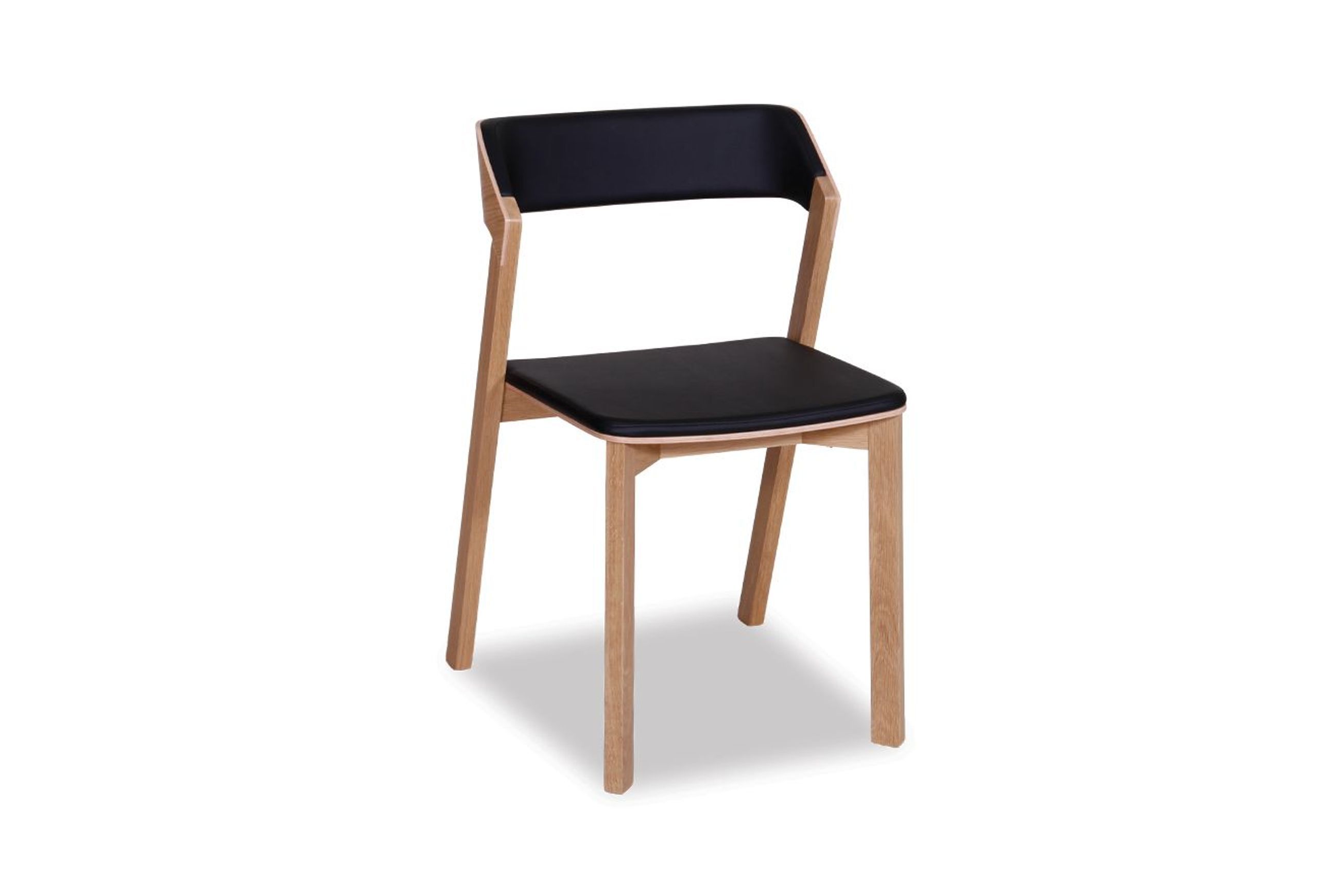 Merano Dining Chair - Natural Oak - Black Pad - by TON