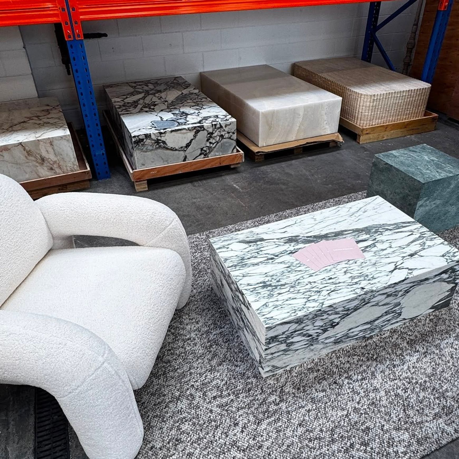 Block Coffee Table - Arabescato Marble