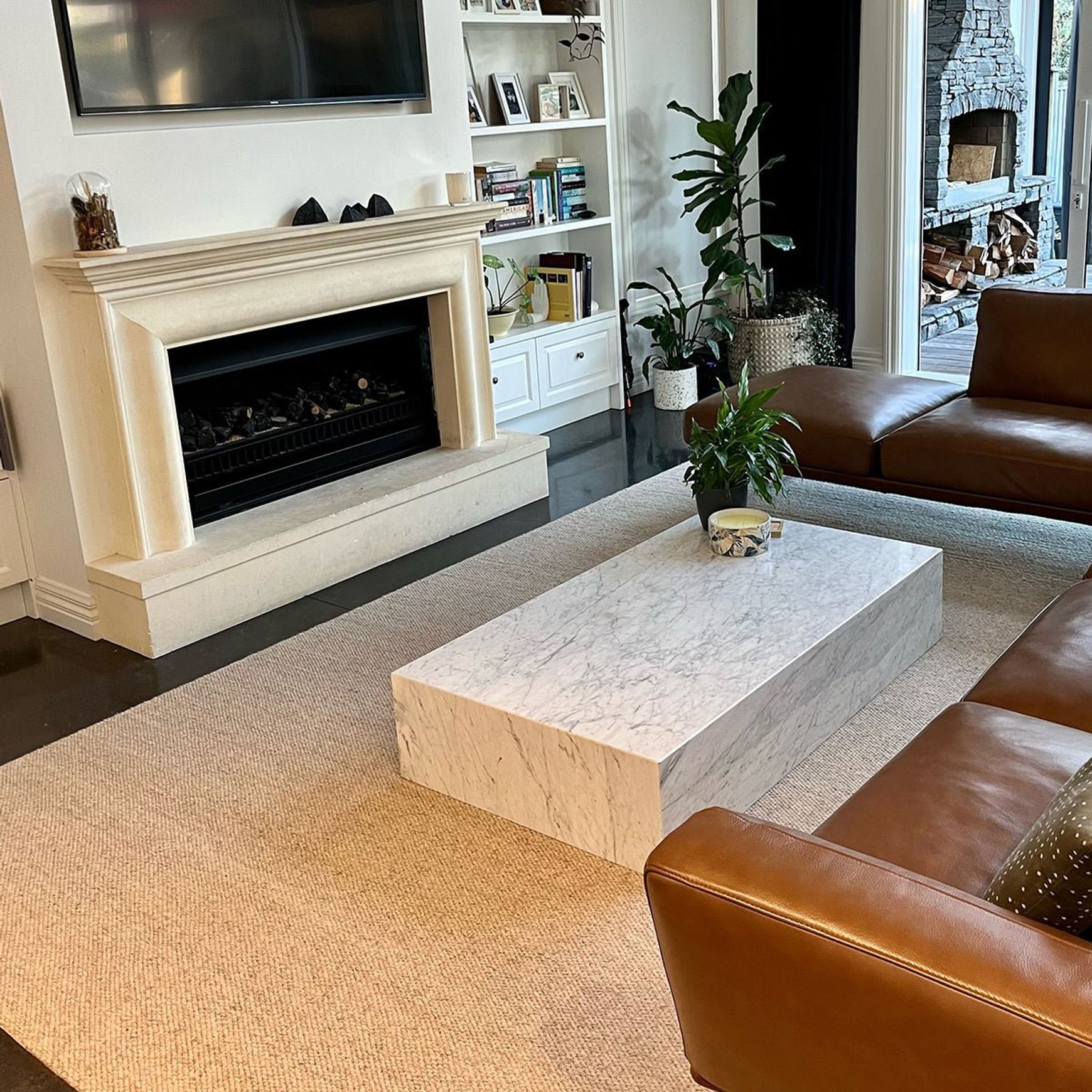 Block Coffee Table - Carrara Marble