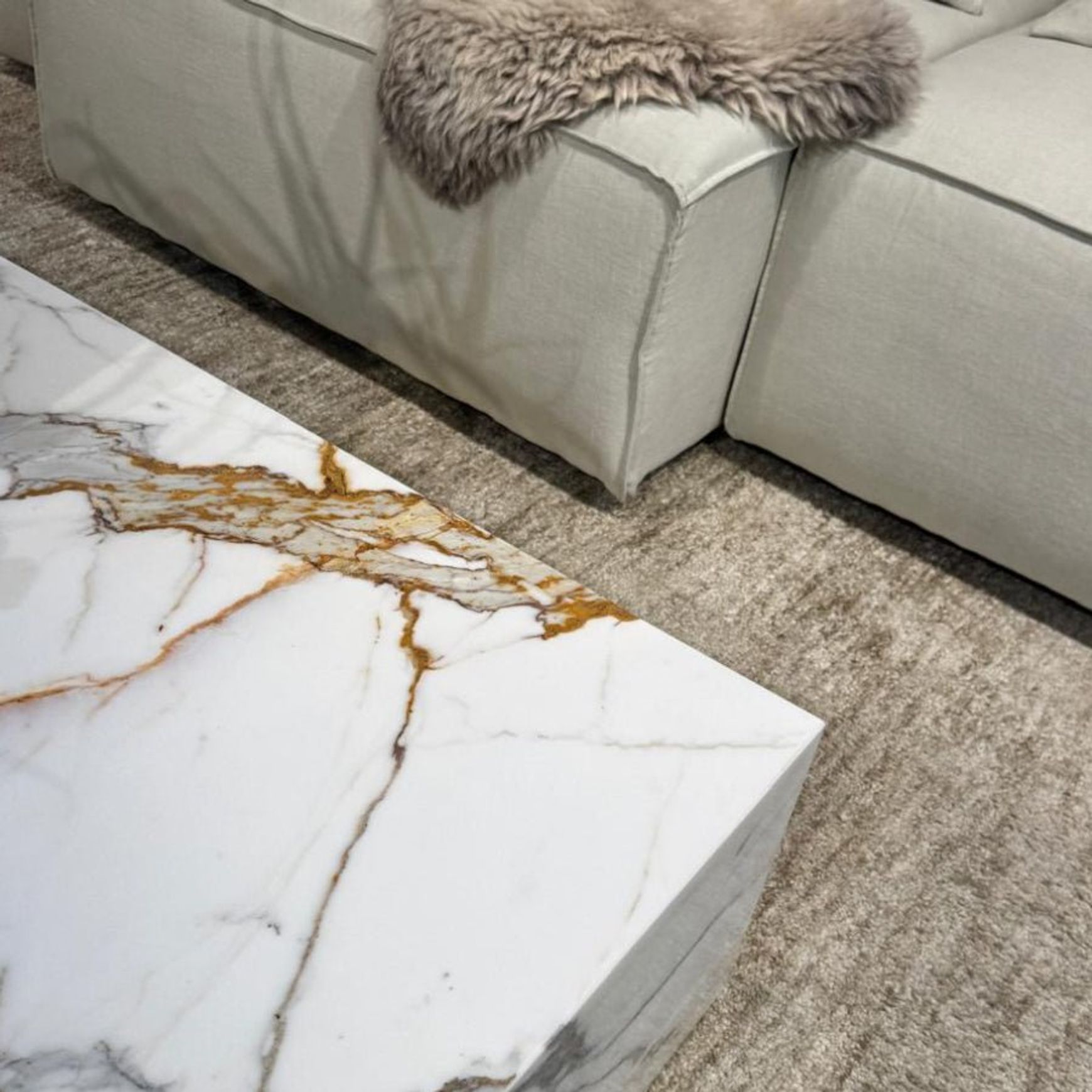 Block Coffee Table - Gold Calacatta Marble