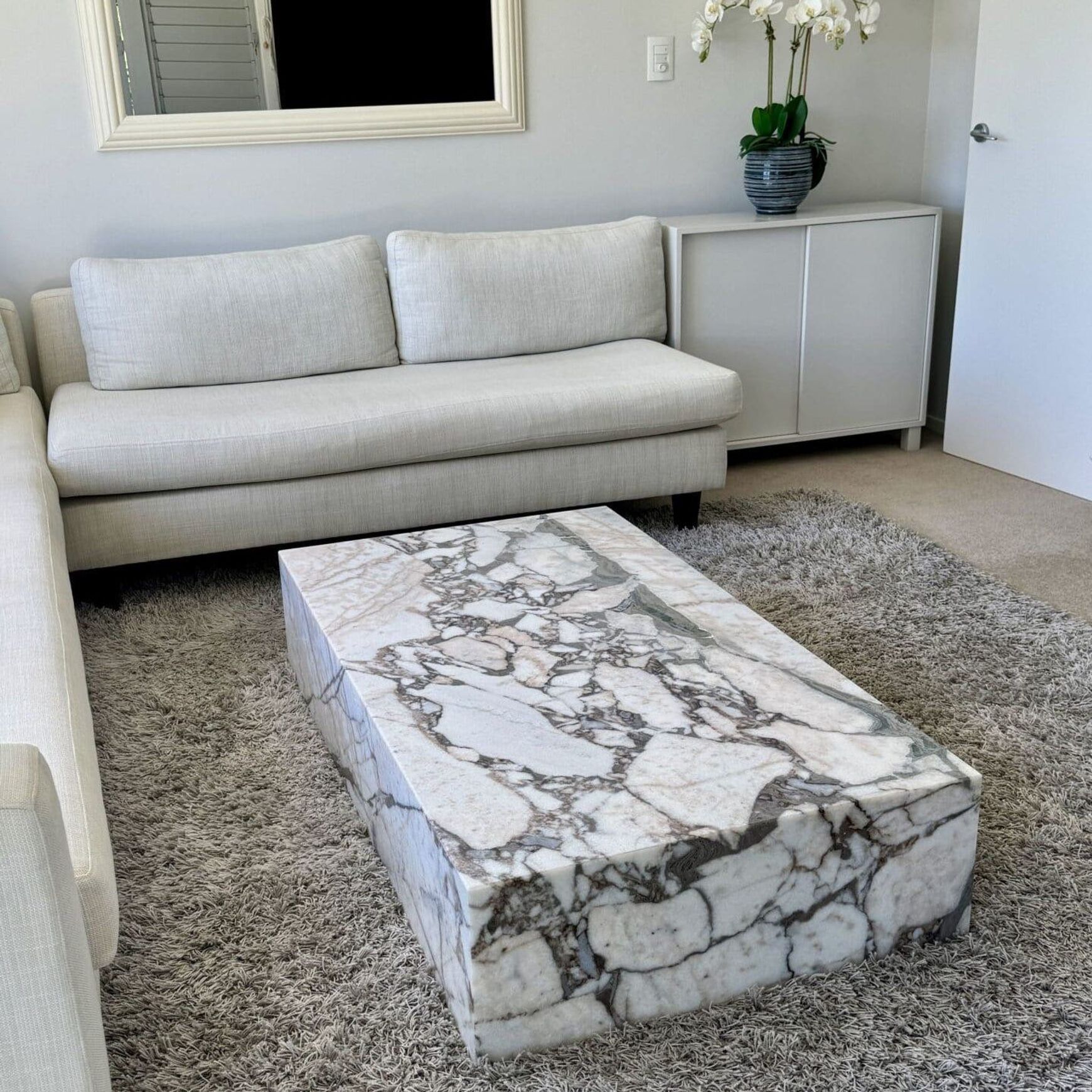 Block Coffee Table - Milky Blue