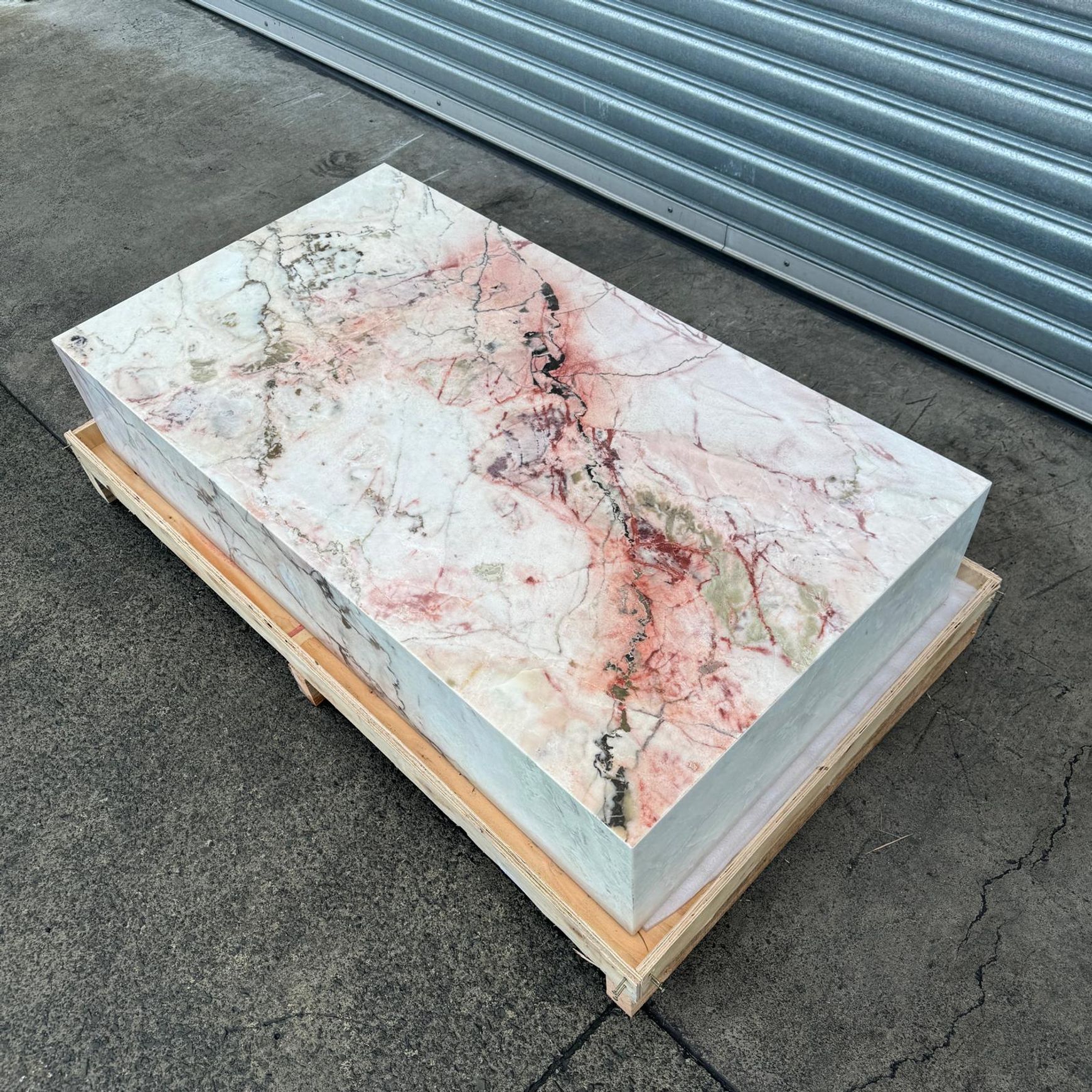 Block Coffee Table - Peach Pink Rose Marble