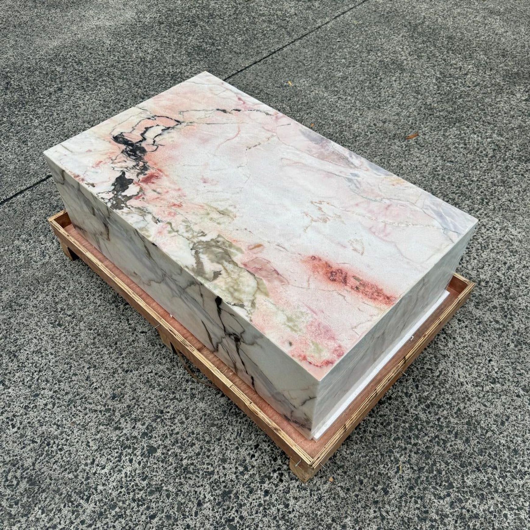Block Coffee Table - Peach Pink Rose Marble