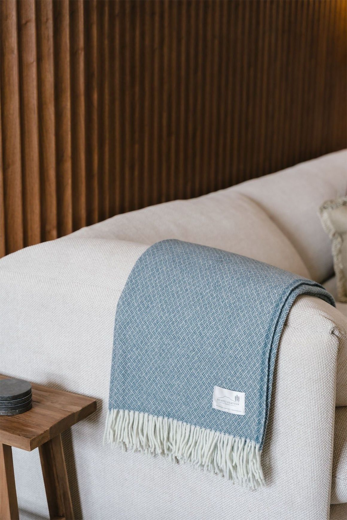 Ruanui Station Lambswool Throw - Bentley Blue