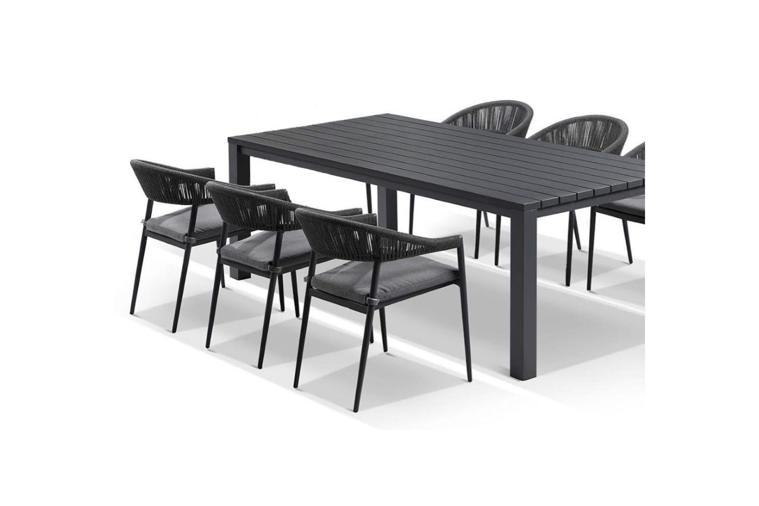 Cove Table 220cm with Cove Chairs 7pc Dining Set - Charcoal