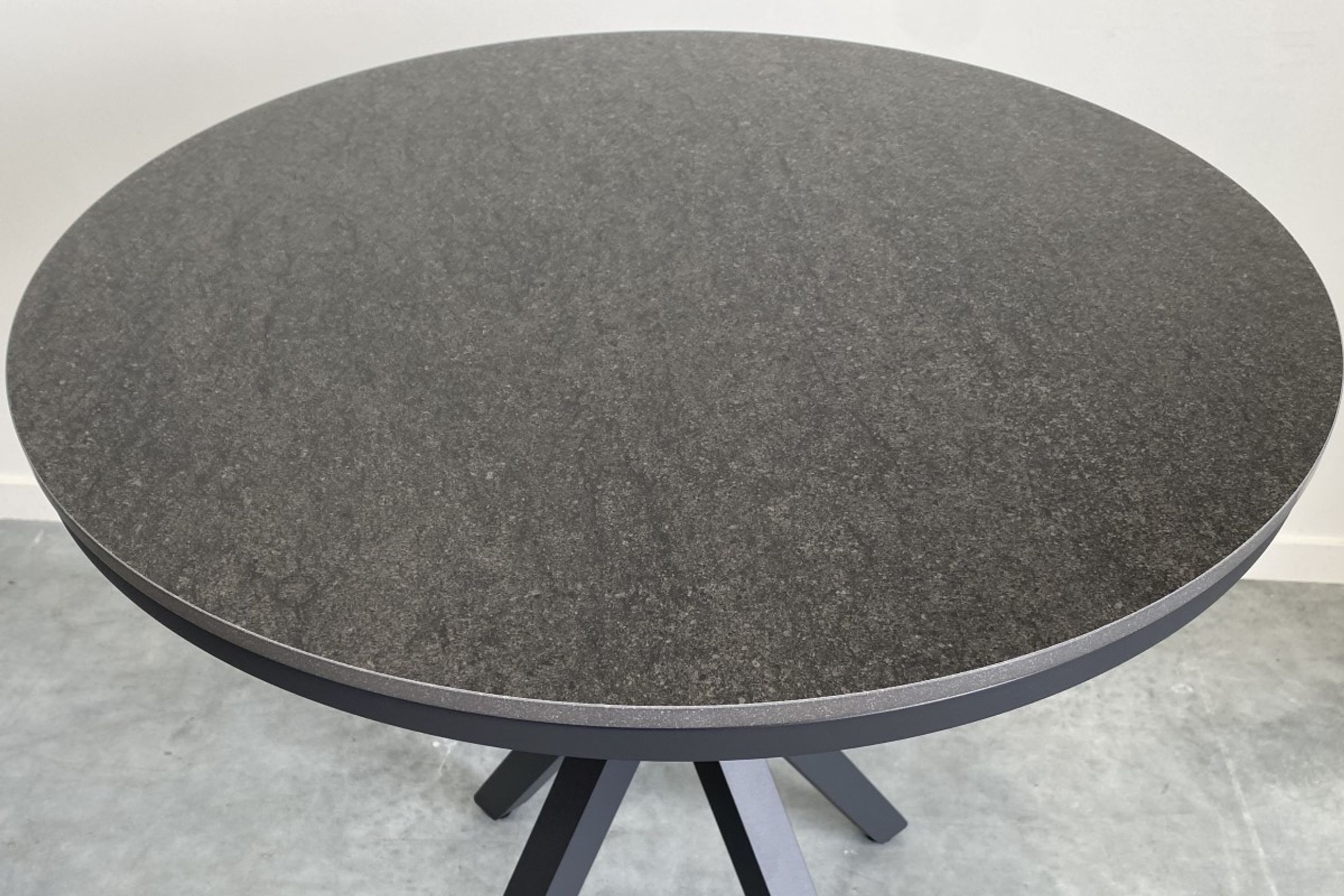 Cove Round Ceramic Table with Cove Chairs 5pc Set  - Charcoal