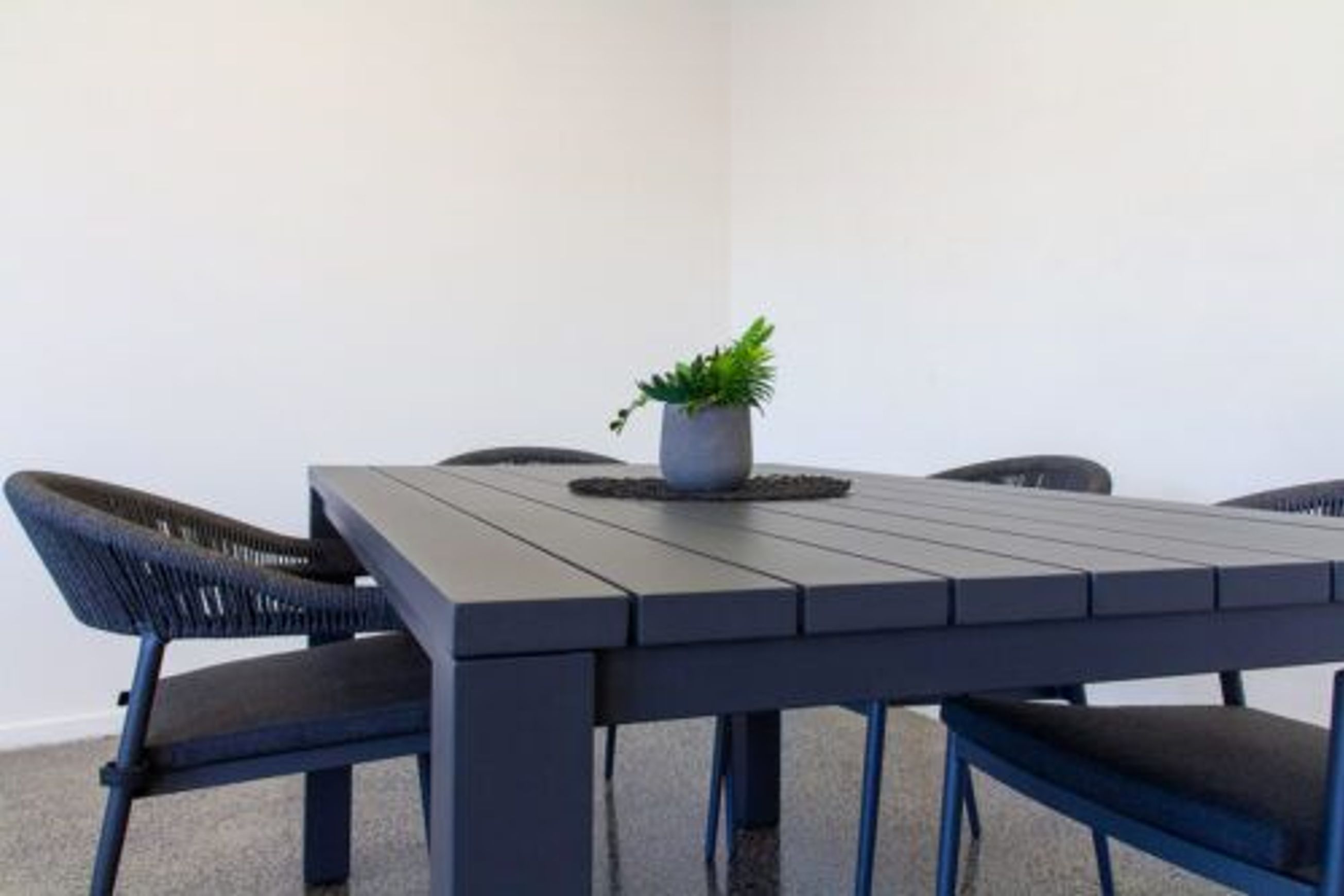 Cove Table 220cm with Cove Chairs 7pc Dining Set - Charcoal