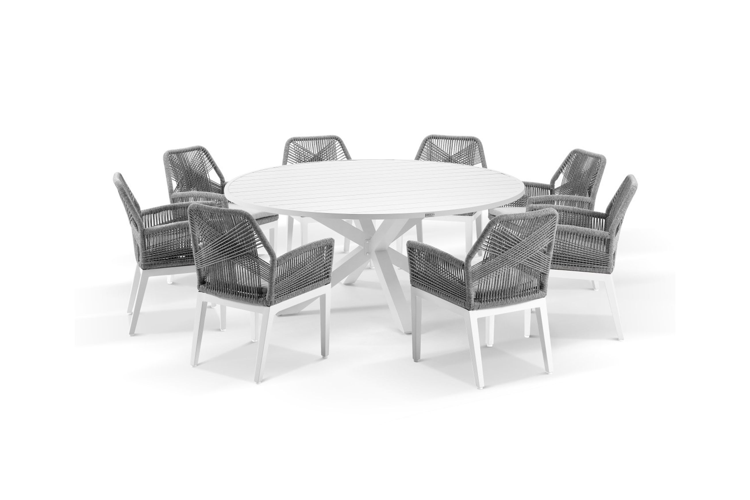 Cove Round Table with Cape Chairs 9pc Outdoor Dining Set | White