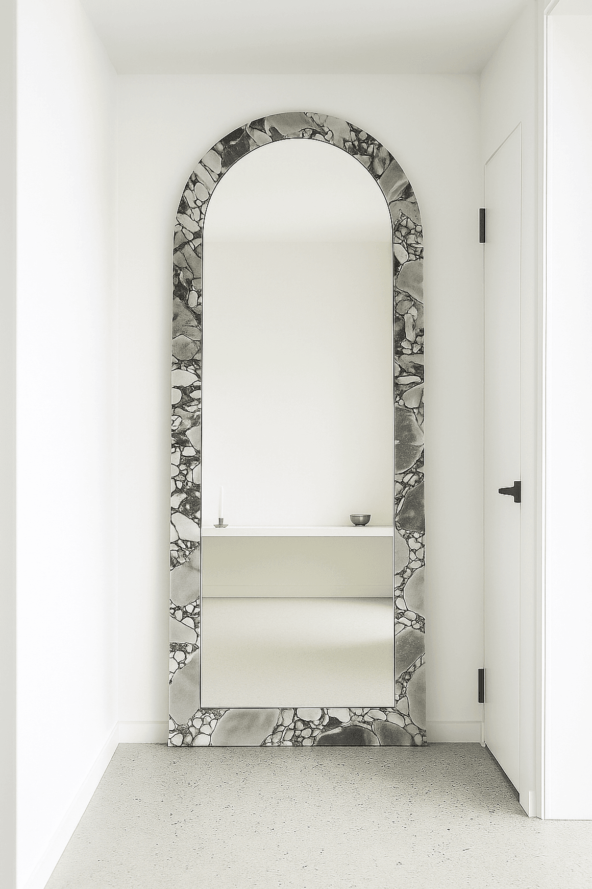 Crescent Arch Mirror - Milky Blue Marble