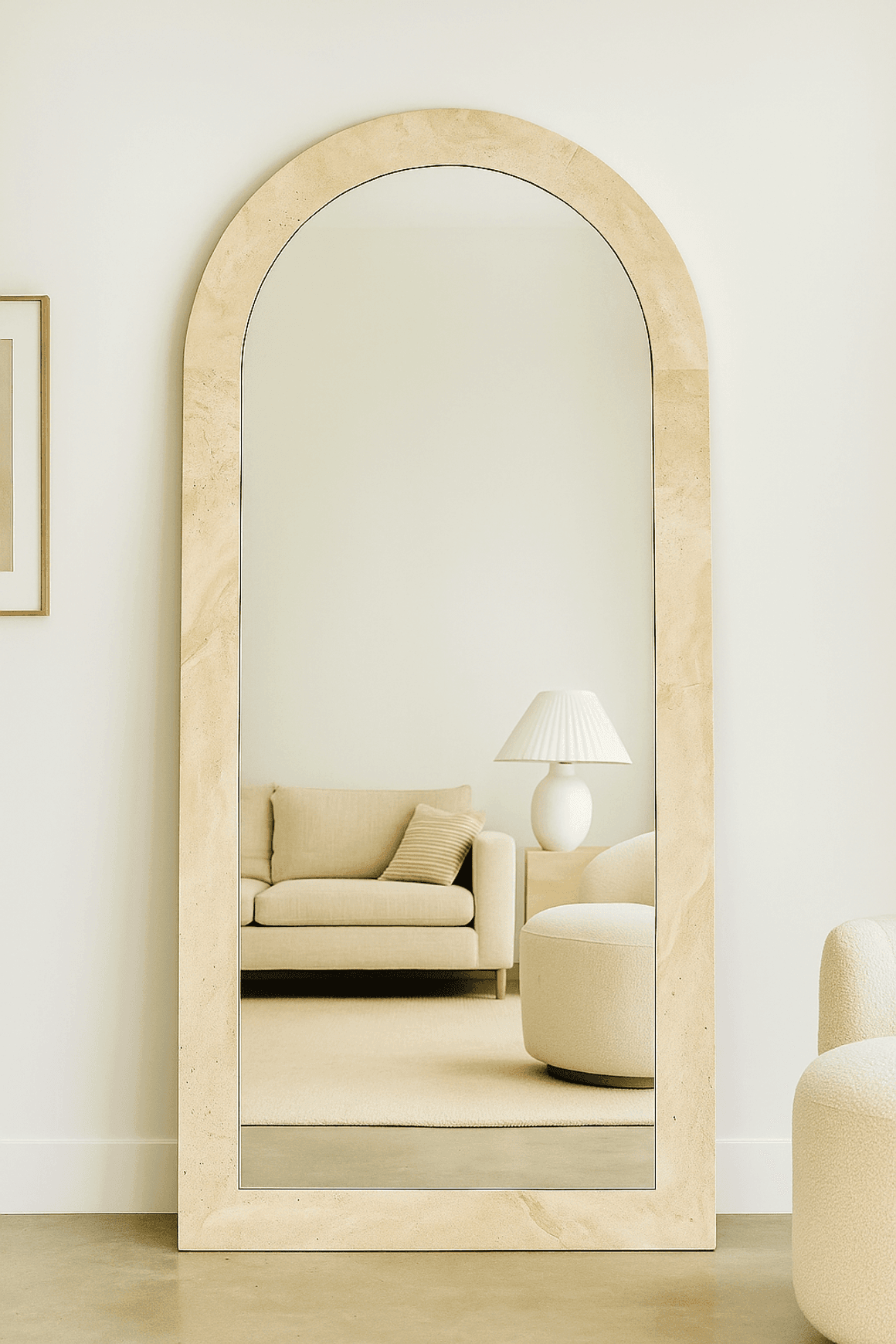 Crescent Arch Mirror - Vein Cut Travertine