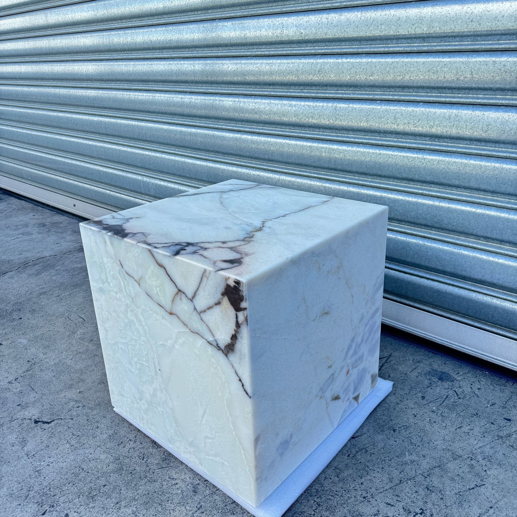 Cube Side Table - Peach Pink Rose Marble