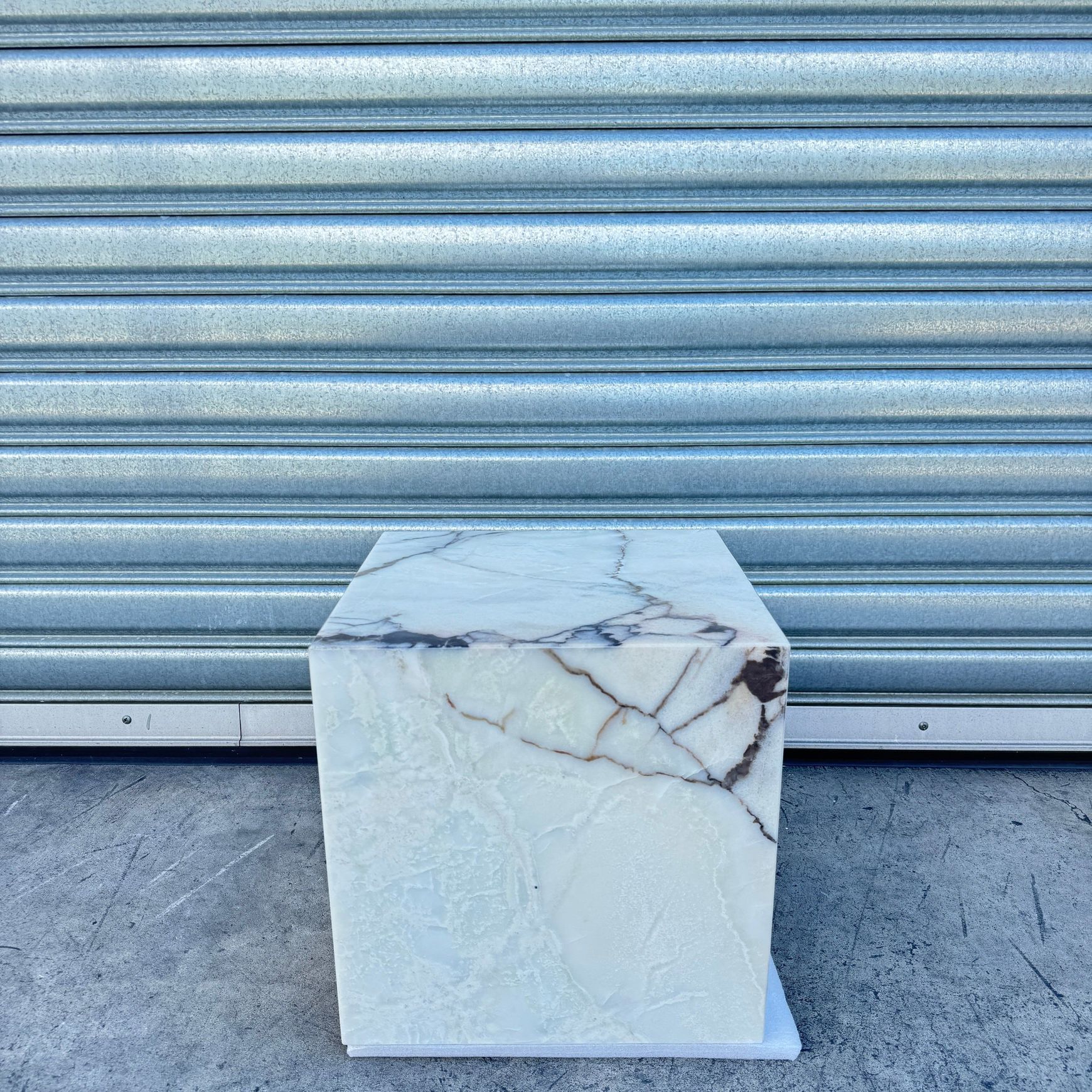 Cube Side Table - Peach Pink Rose Marble
