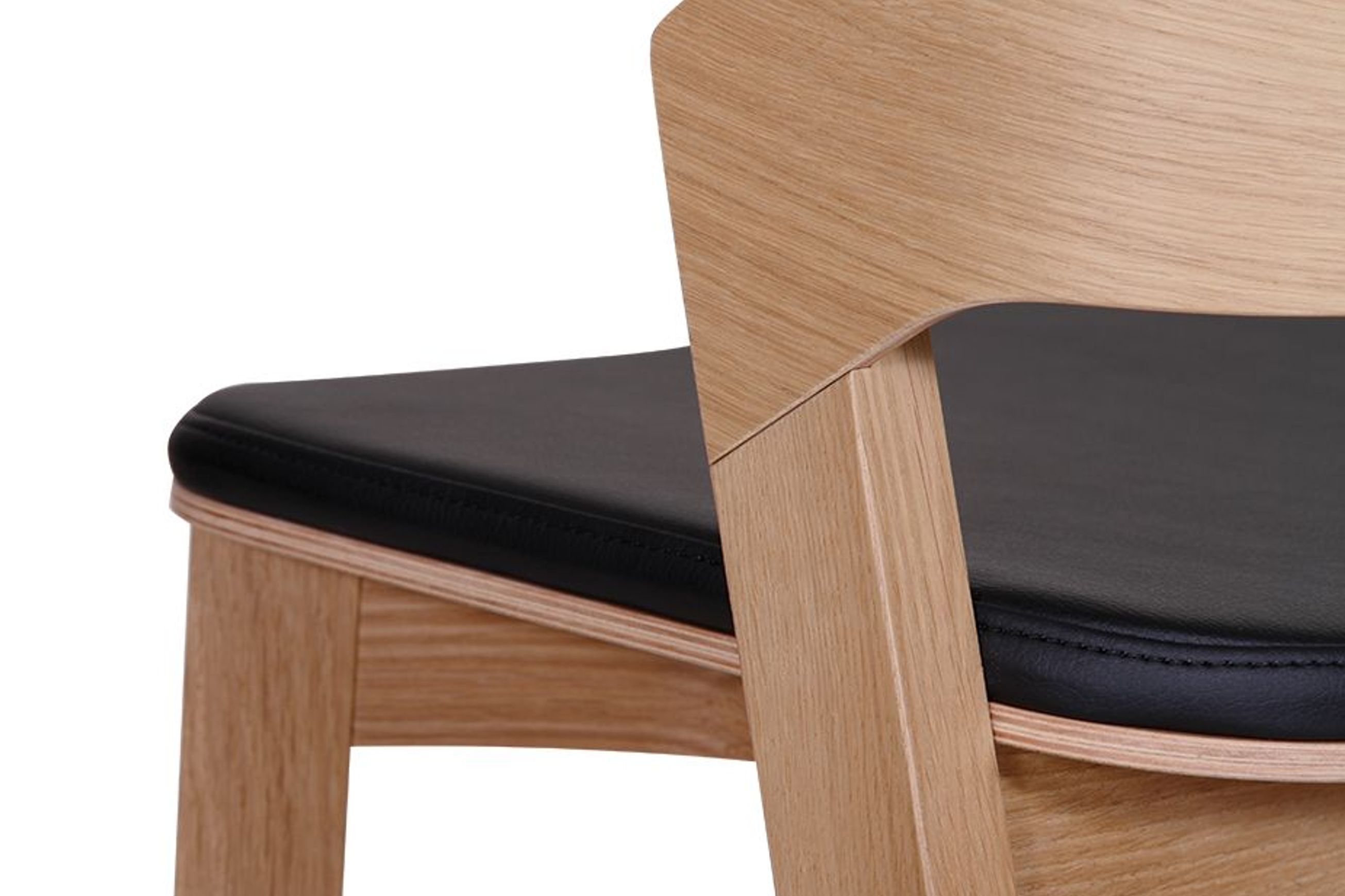 Merano Kitchen Stool - Natural Oak - Black Pad - by TON