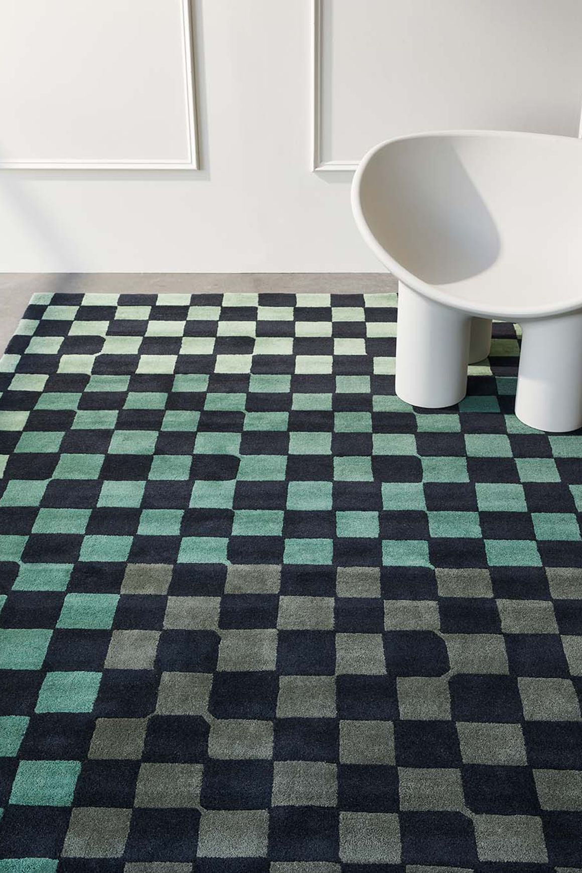 Checkmate Green l Hand Tufted Rugs