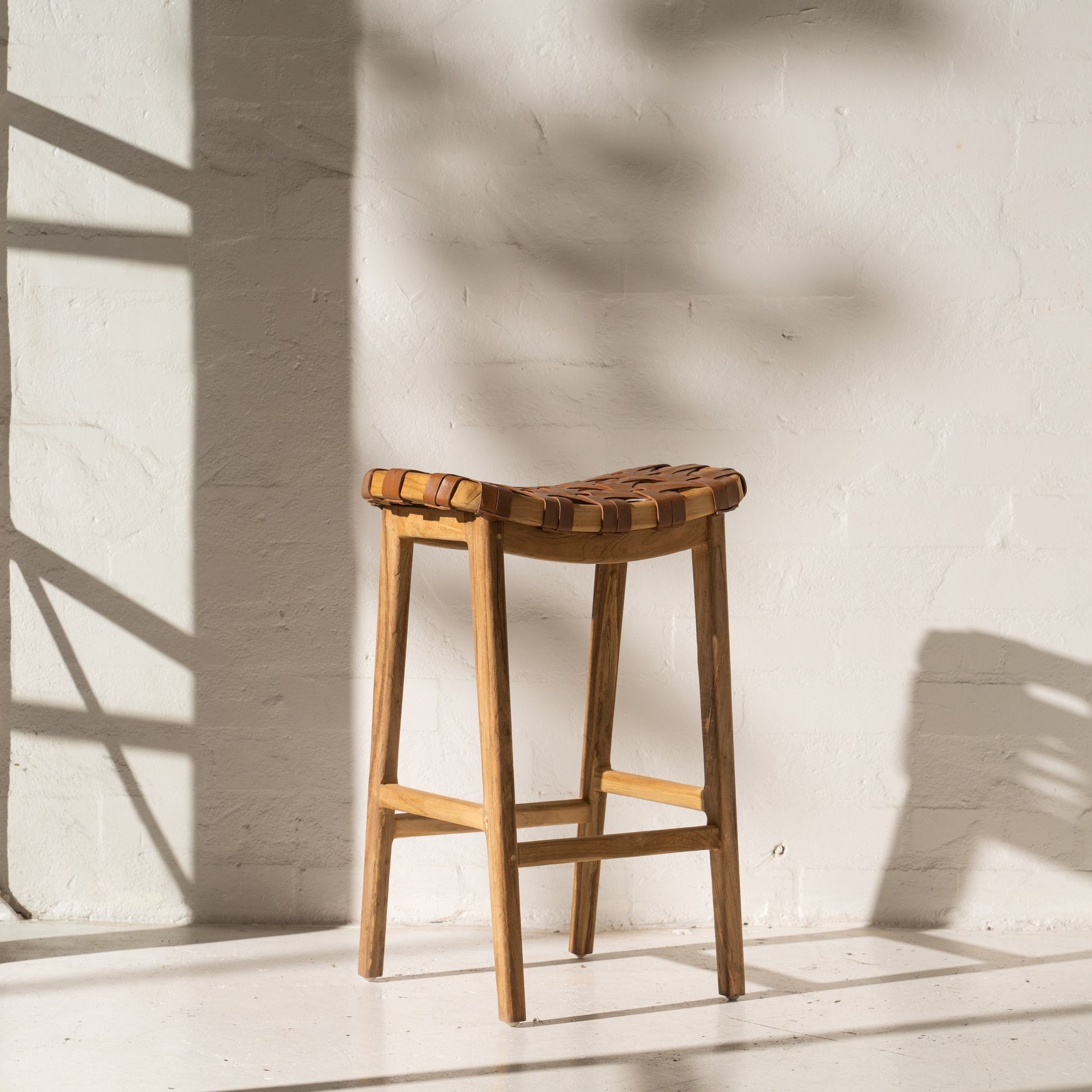 Ellery Woven Leather Barstool