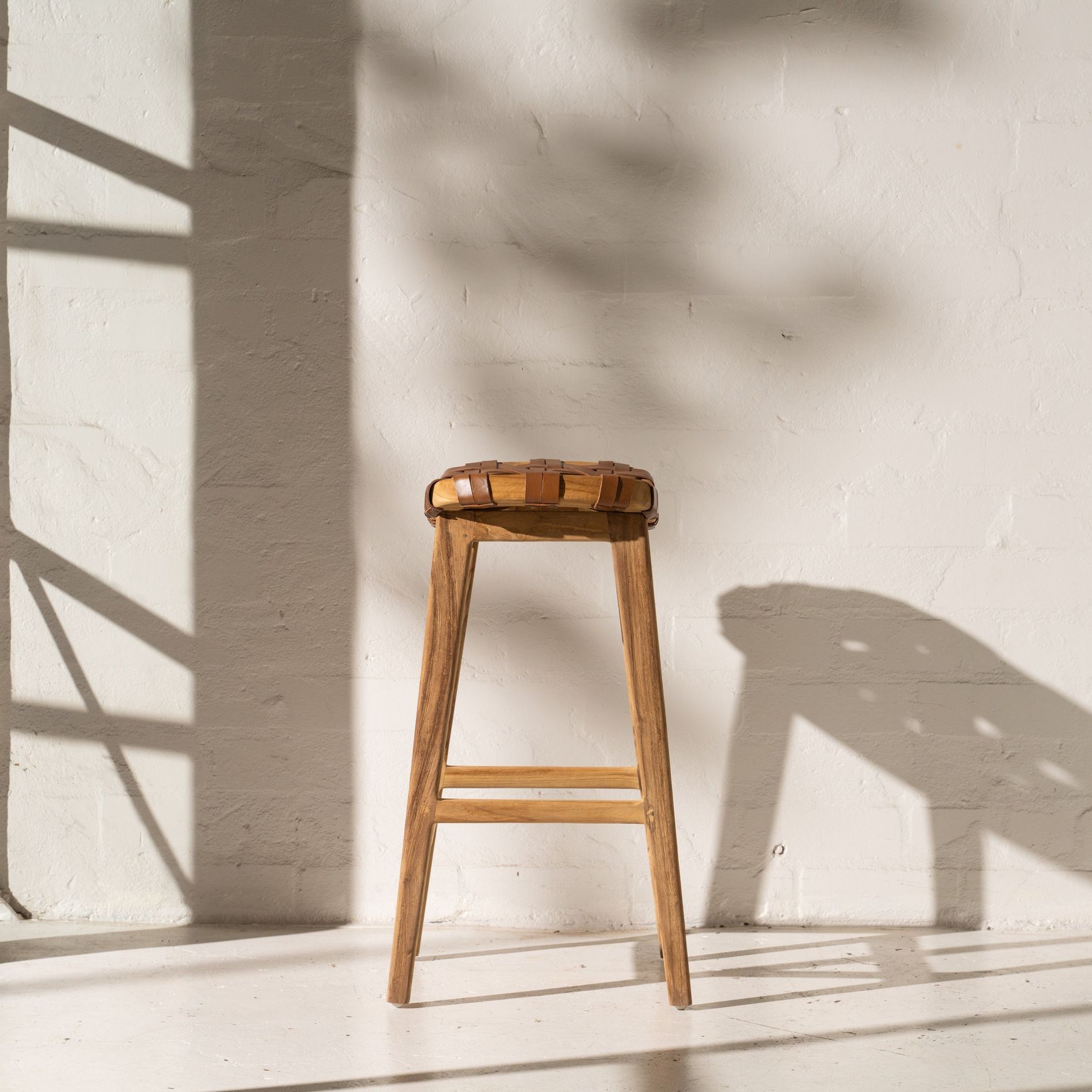 Ellery Woven Leather Barstool