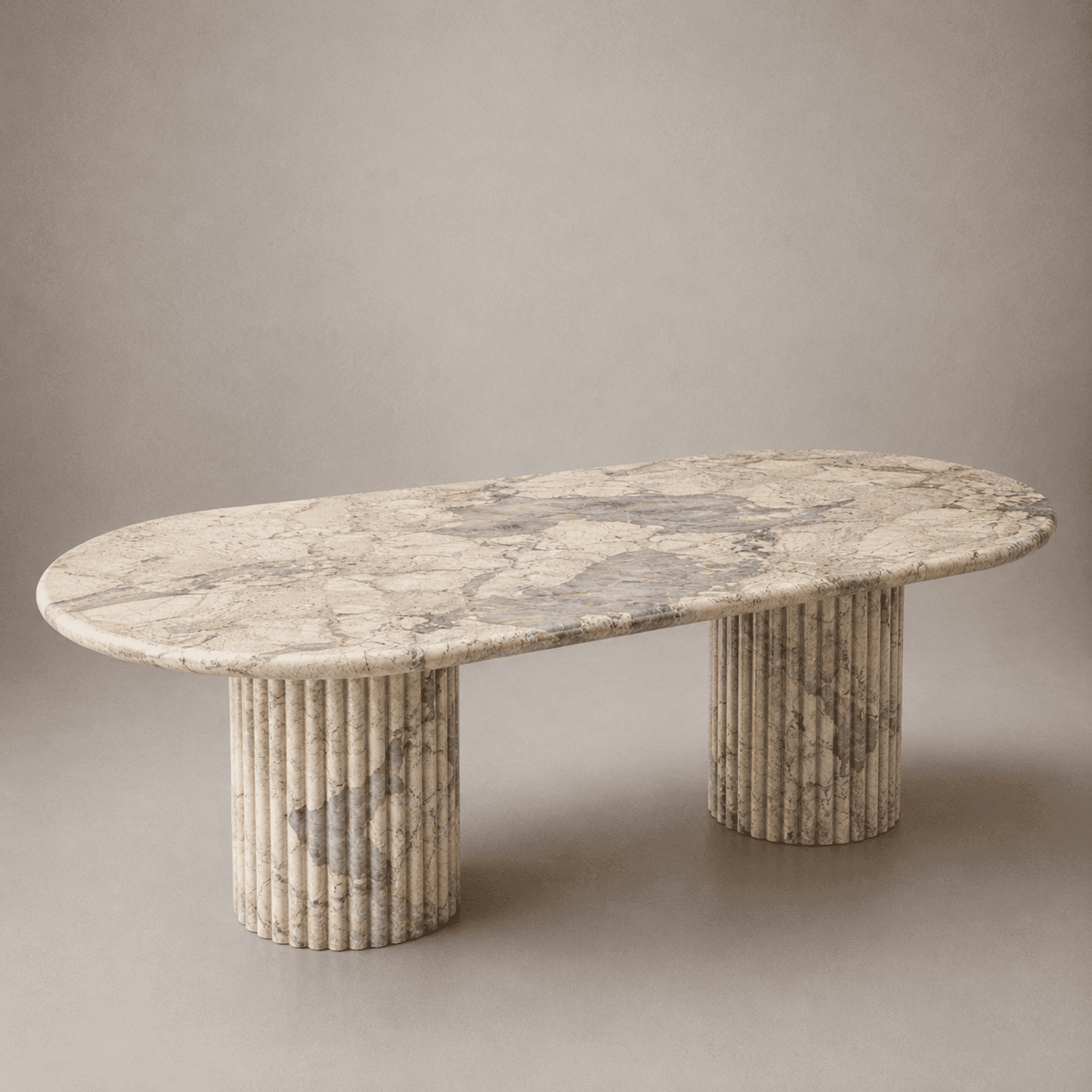 Fluted Oval Dining Table - Patagonia Quartzite