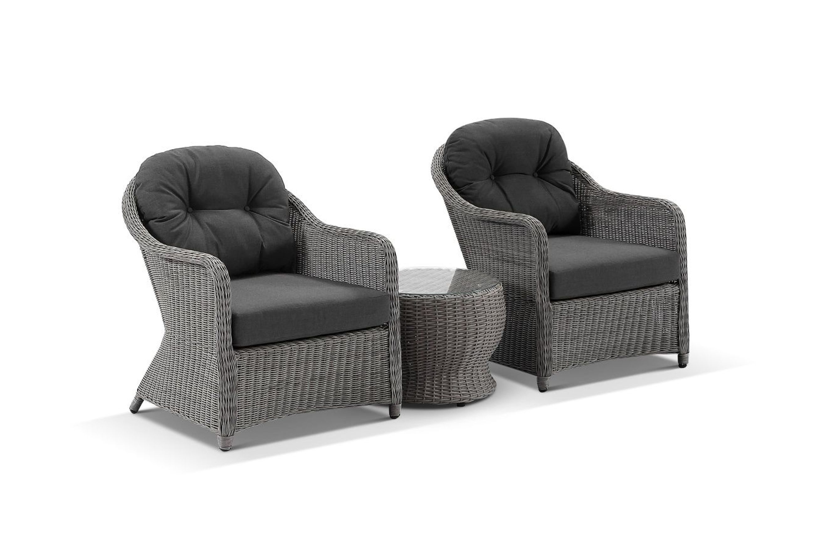 Hampton Rattan Chair Set - Grey