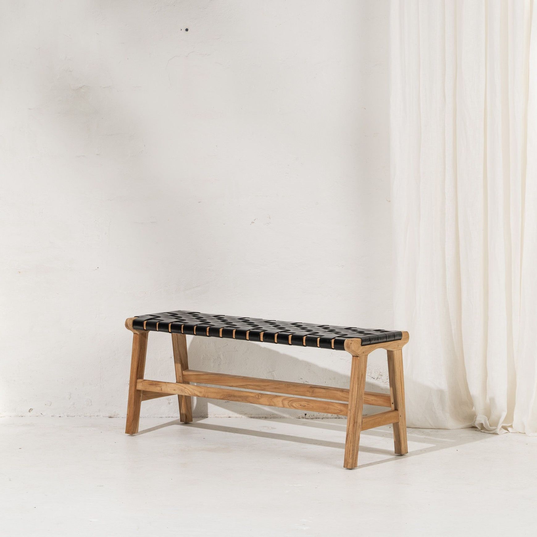 Kemi Black Leather Bench