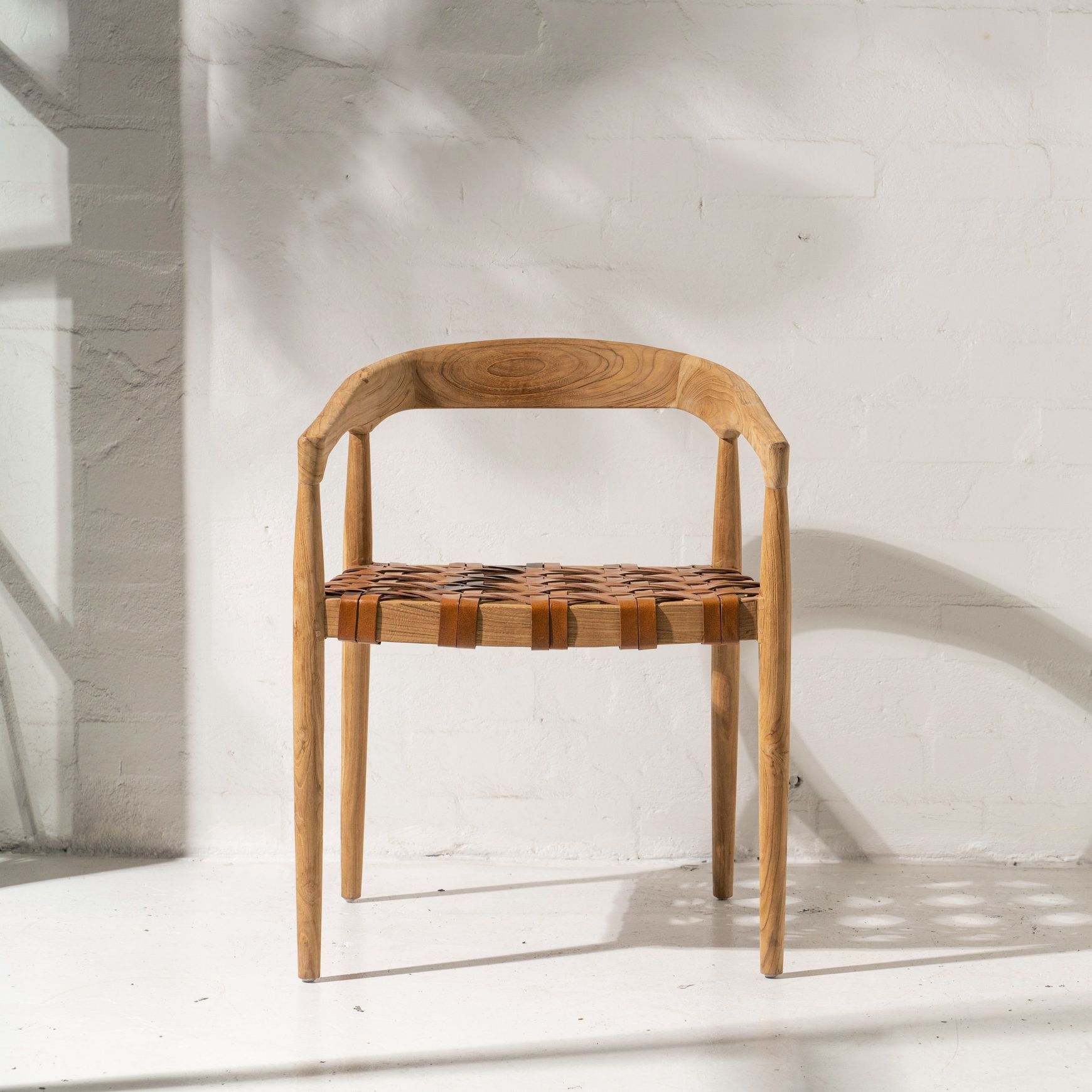 Larah Leather & Teak Chair - Tan