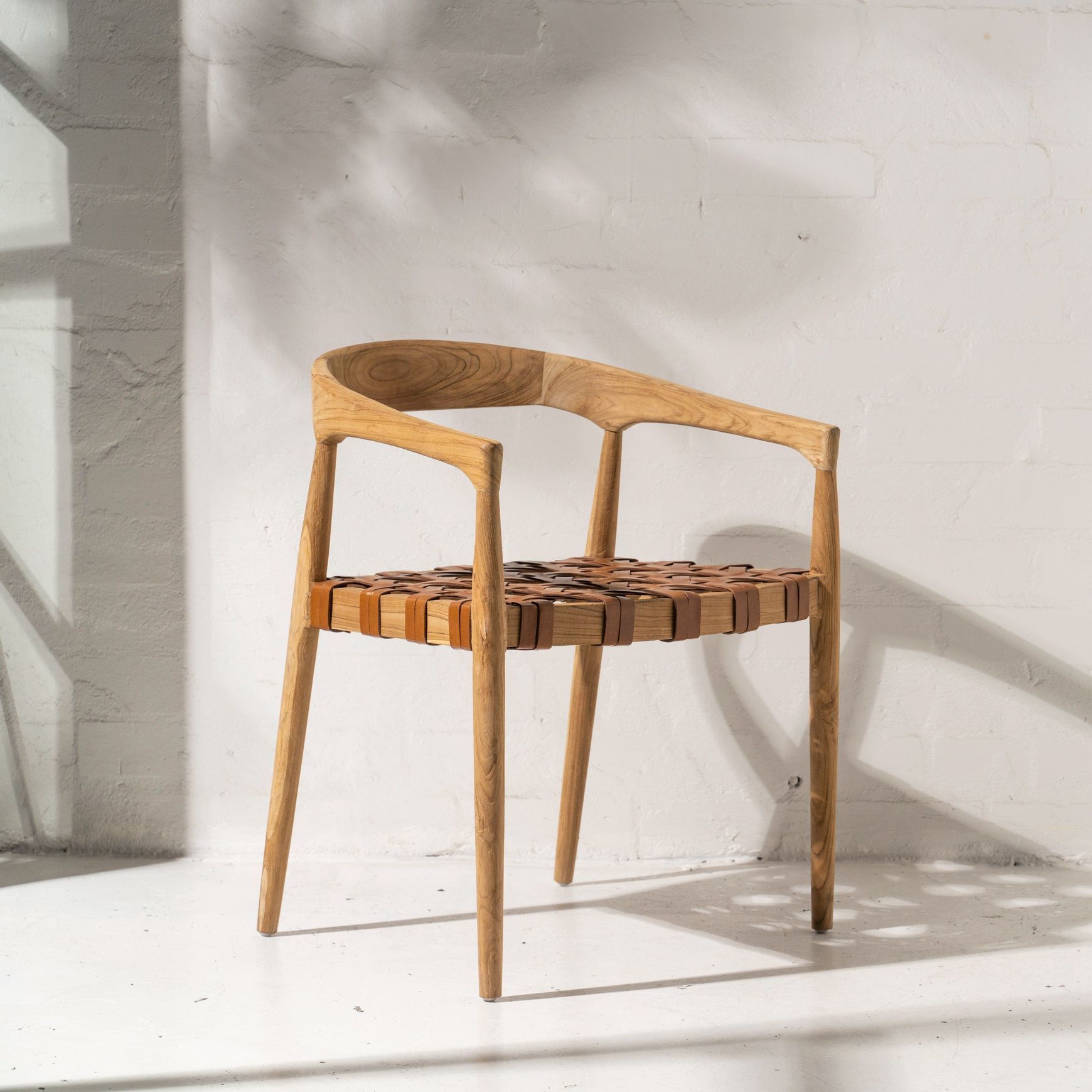 Larah Leather & Teak Chair - Tan