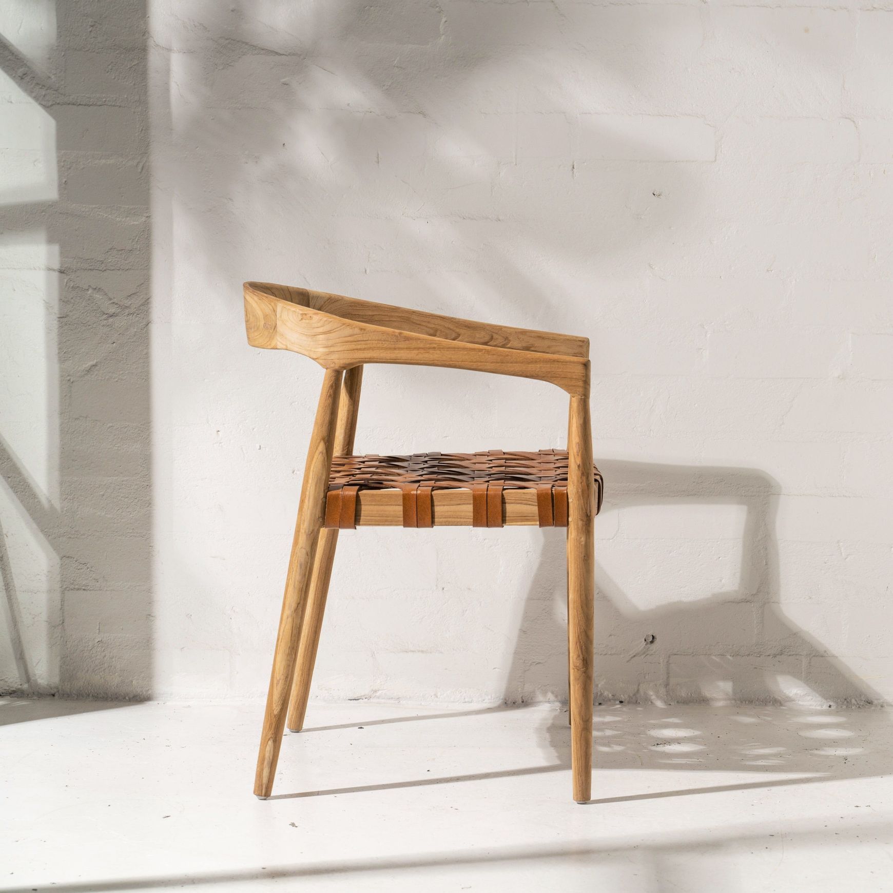 Larah Leather & Teak Chair - Tan