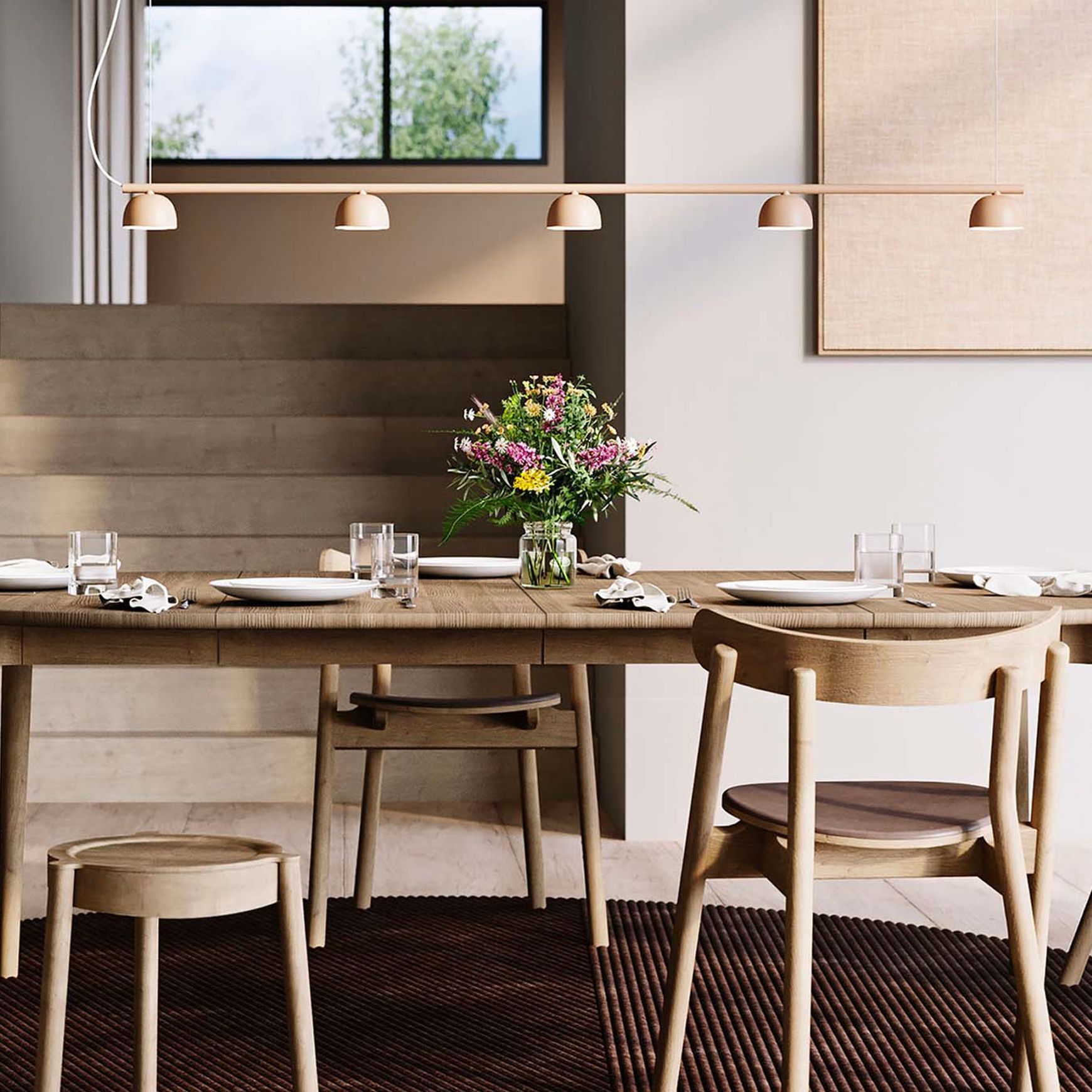 Blush Rail 5lt Pendant Light