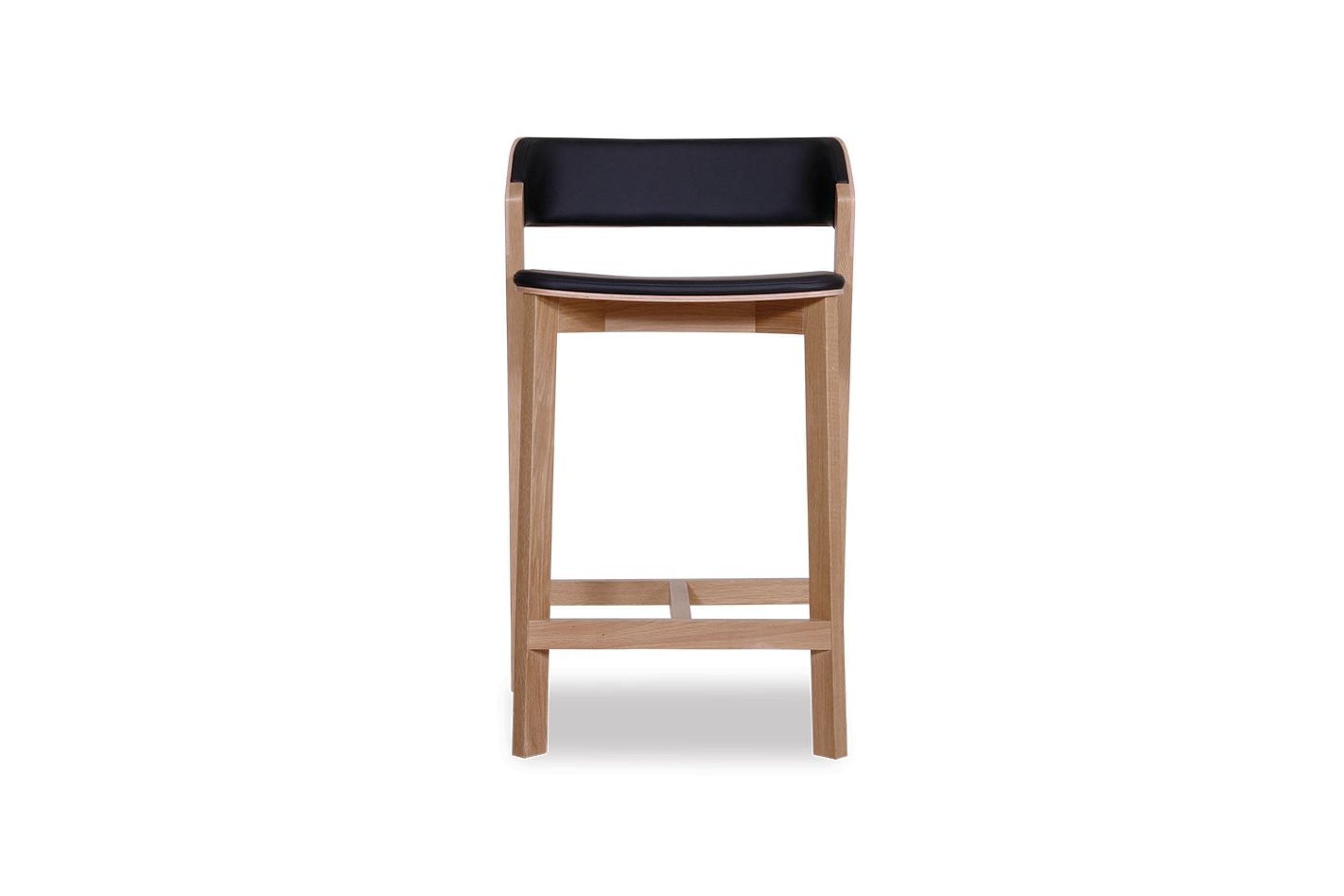 Merano Kitchen Stool - Natural Oak - Black Pad - by TON