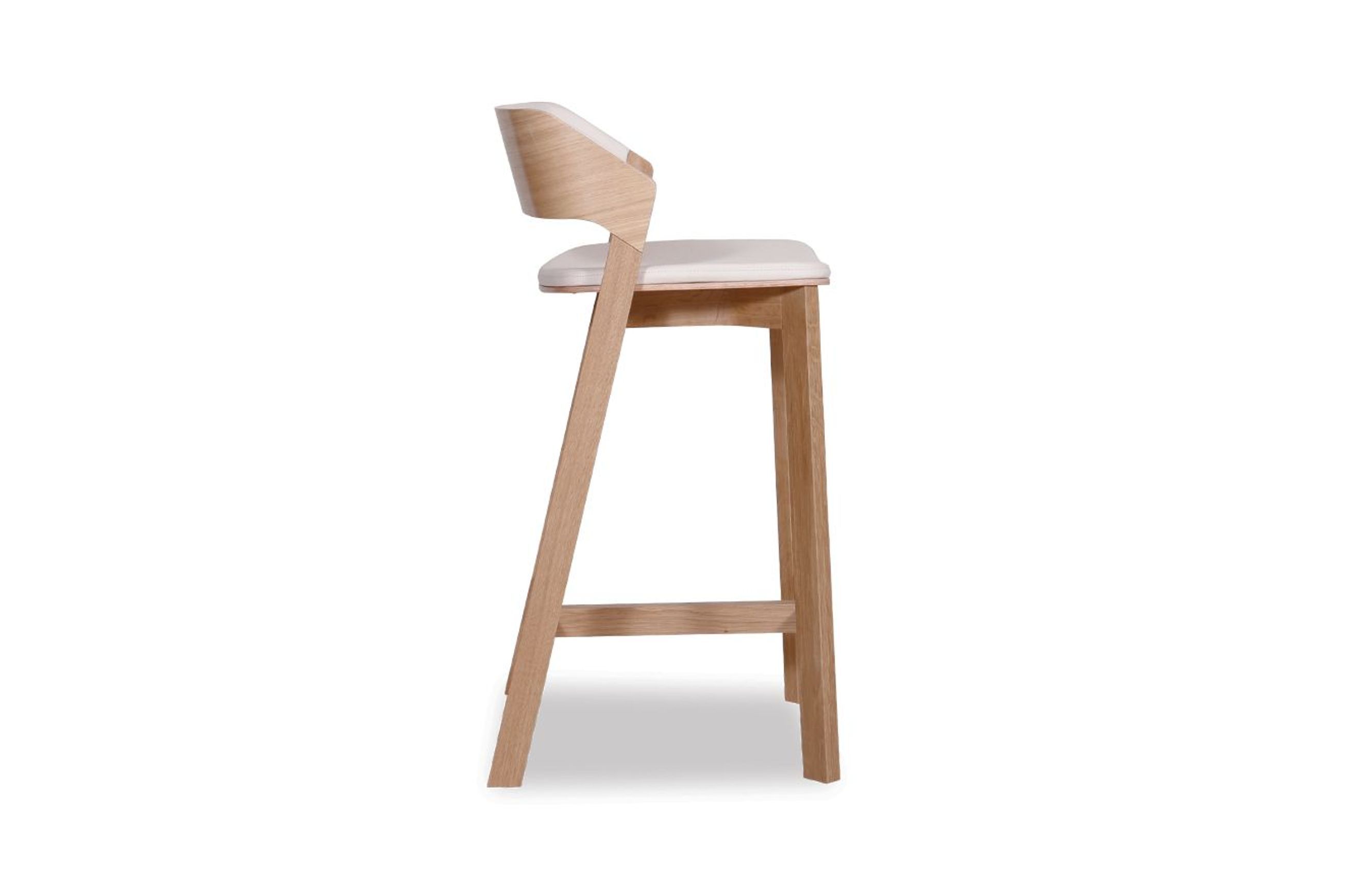 Merano Kitchen Stool - Natural Oak - White Pad - by TON