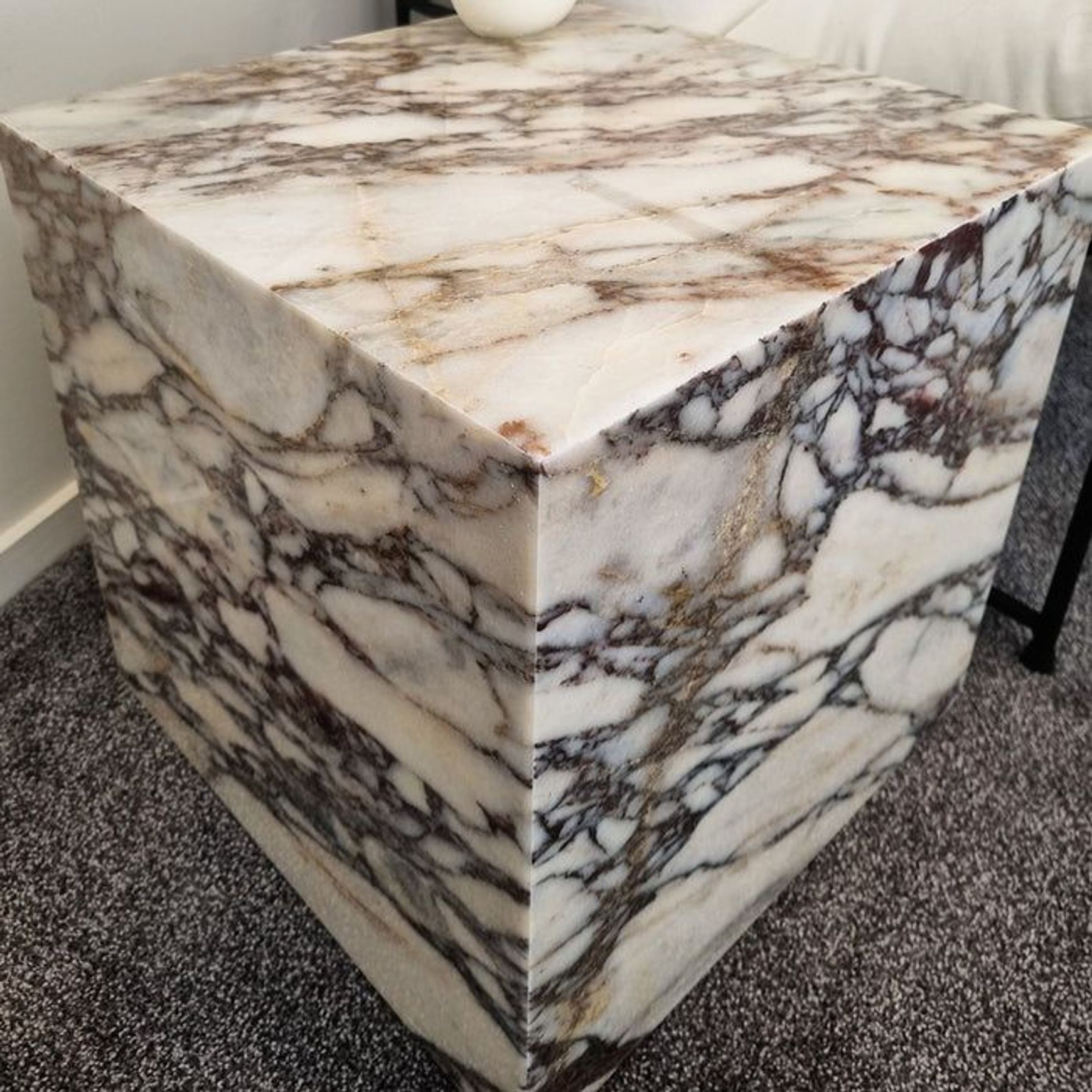 Cube Side Table - Viola Calacatta Marble | Natural Stone Co.