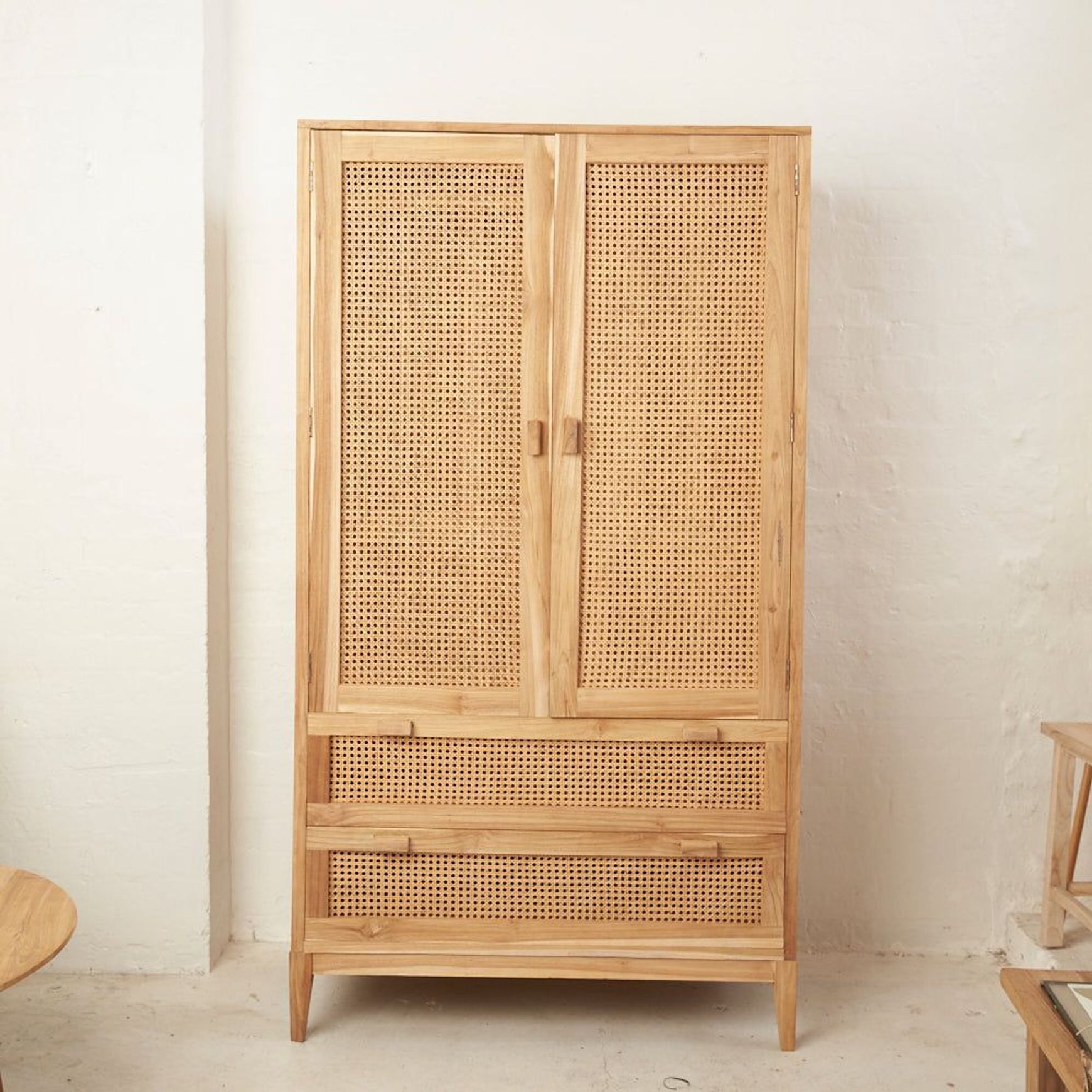 Nilsen Rattan and Teak Wardrobe