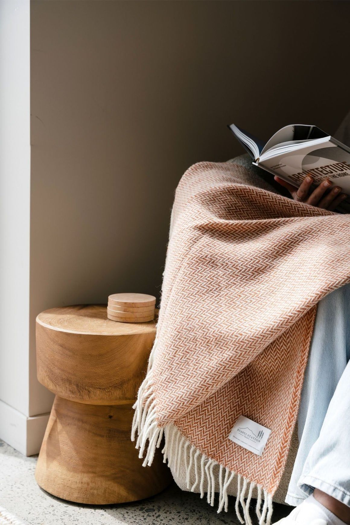 Ruanui Station Lambswool Throw - Rakaia Rust