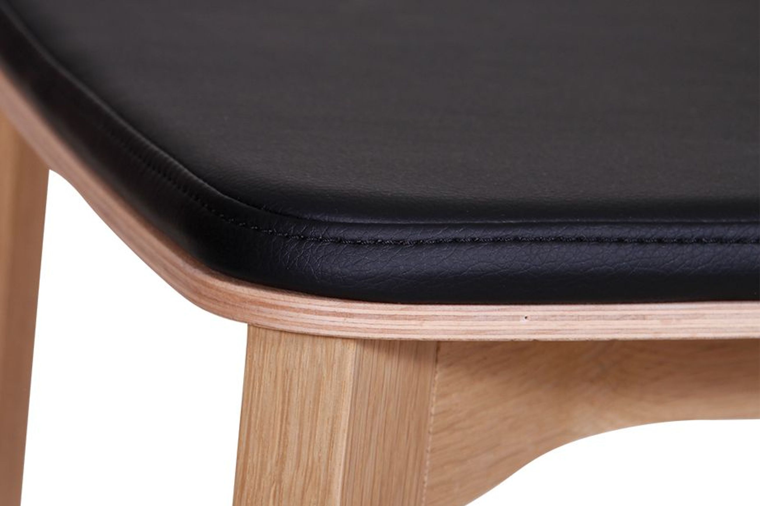 Merano Dining Chair - Natural Oak - Black Pad - by TON