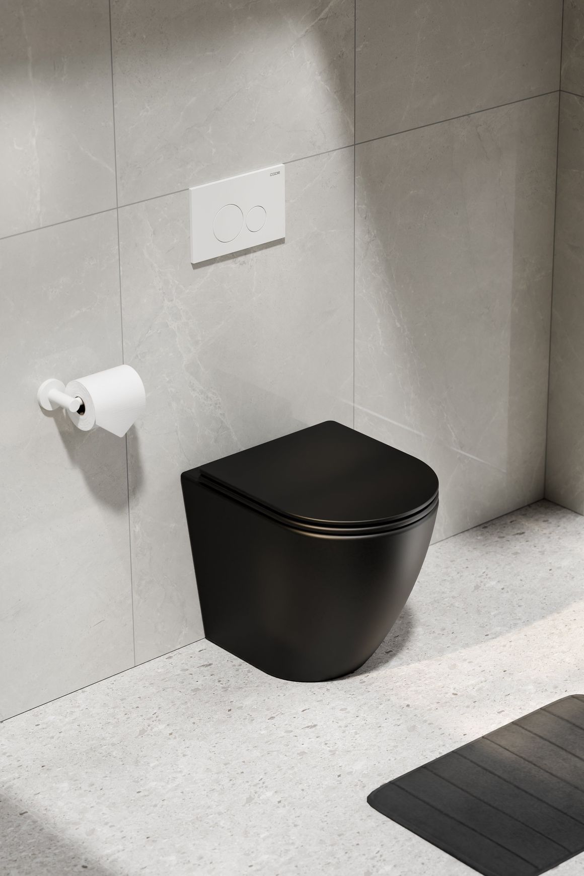 Flow Typhoon Inwall Toilet Suite | Matte White Button