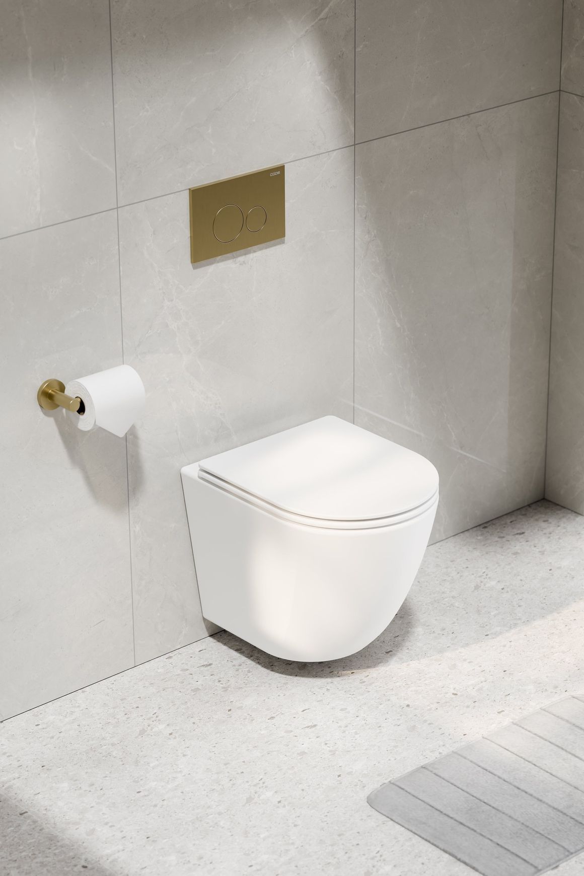 Flow Typhoon Wall Hung Toilet Suite | Brushed Brass Btn
