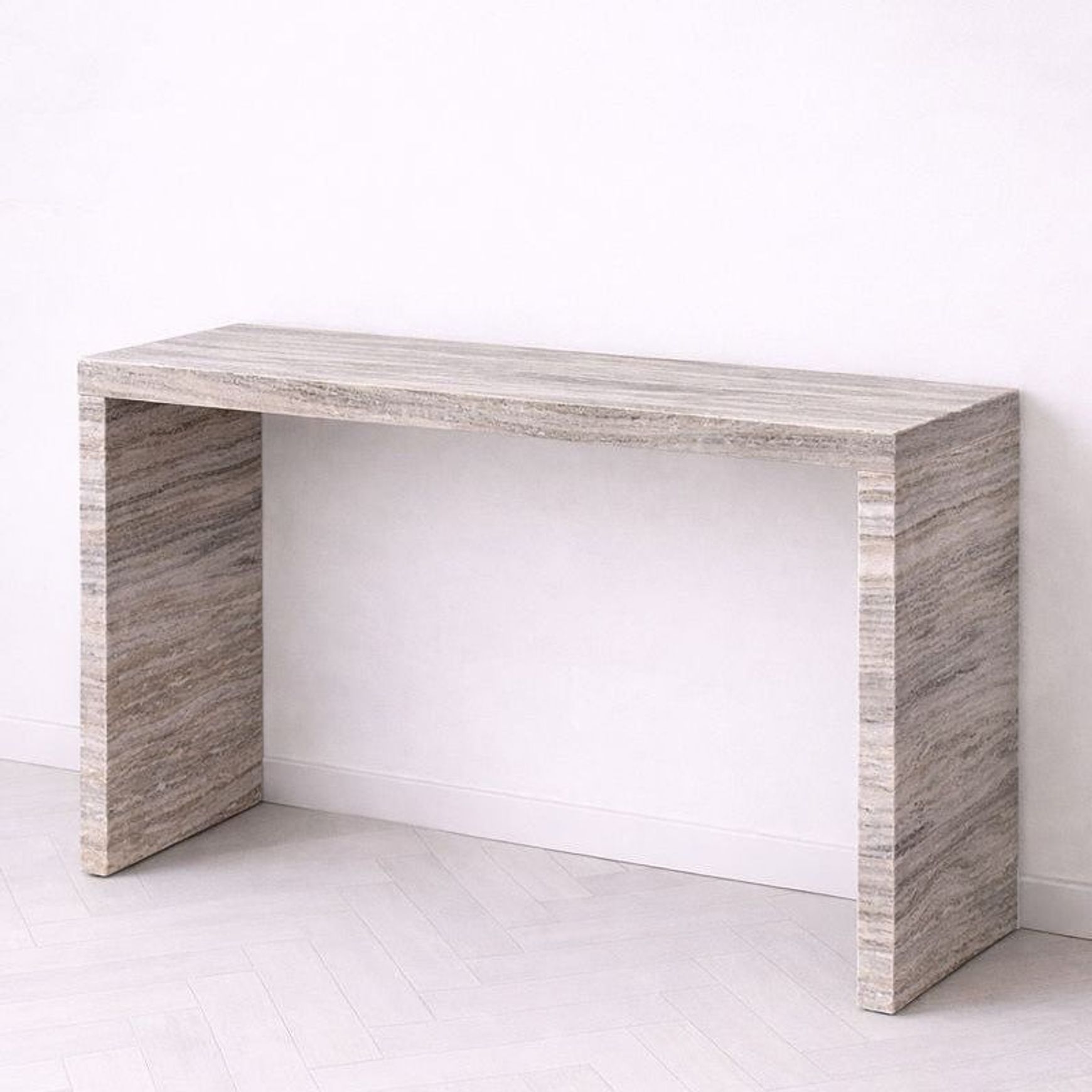 Waterfall Hallway Console - Silver Travertine